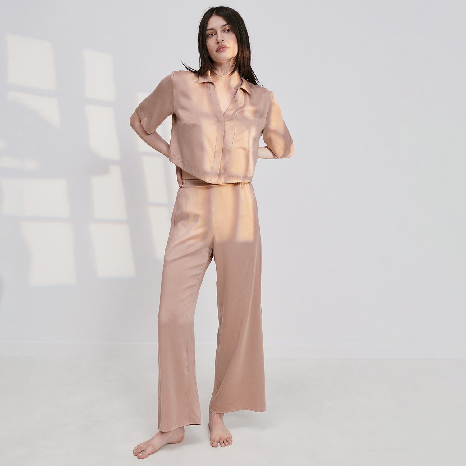 Washable Silk High Rise Pant Set