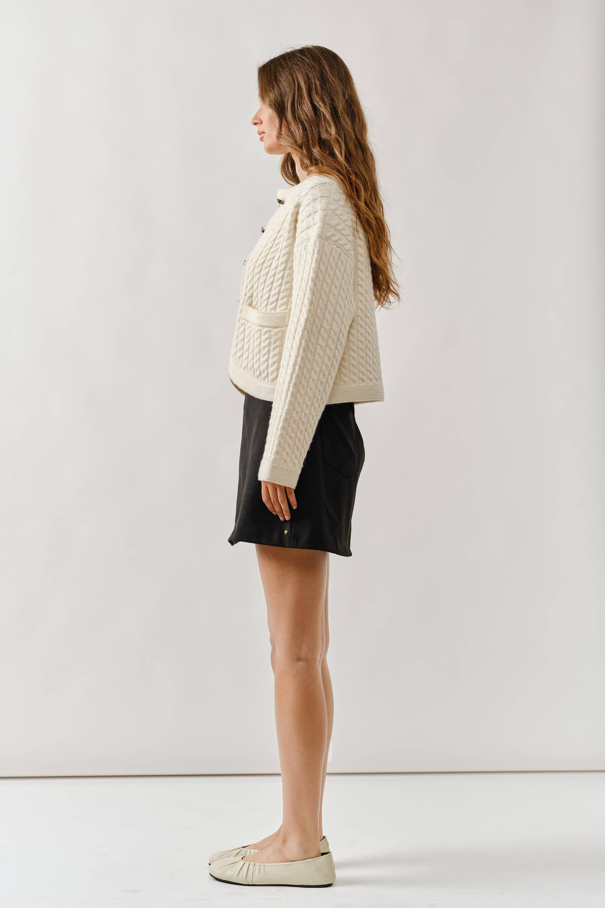MAS3292 SUEDE MINI SKIRT W/BRASS STUDS