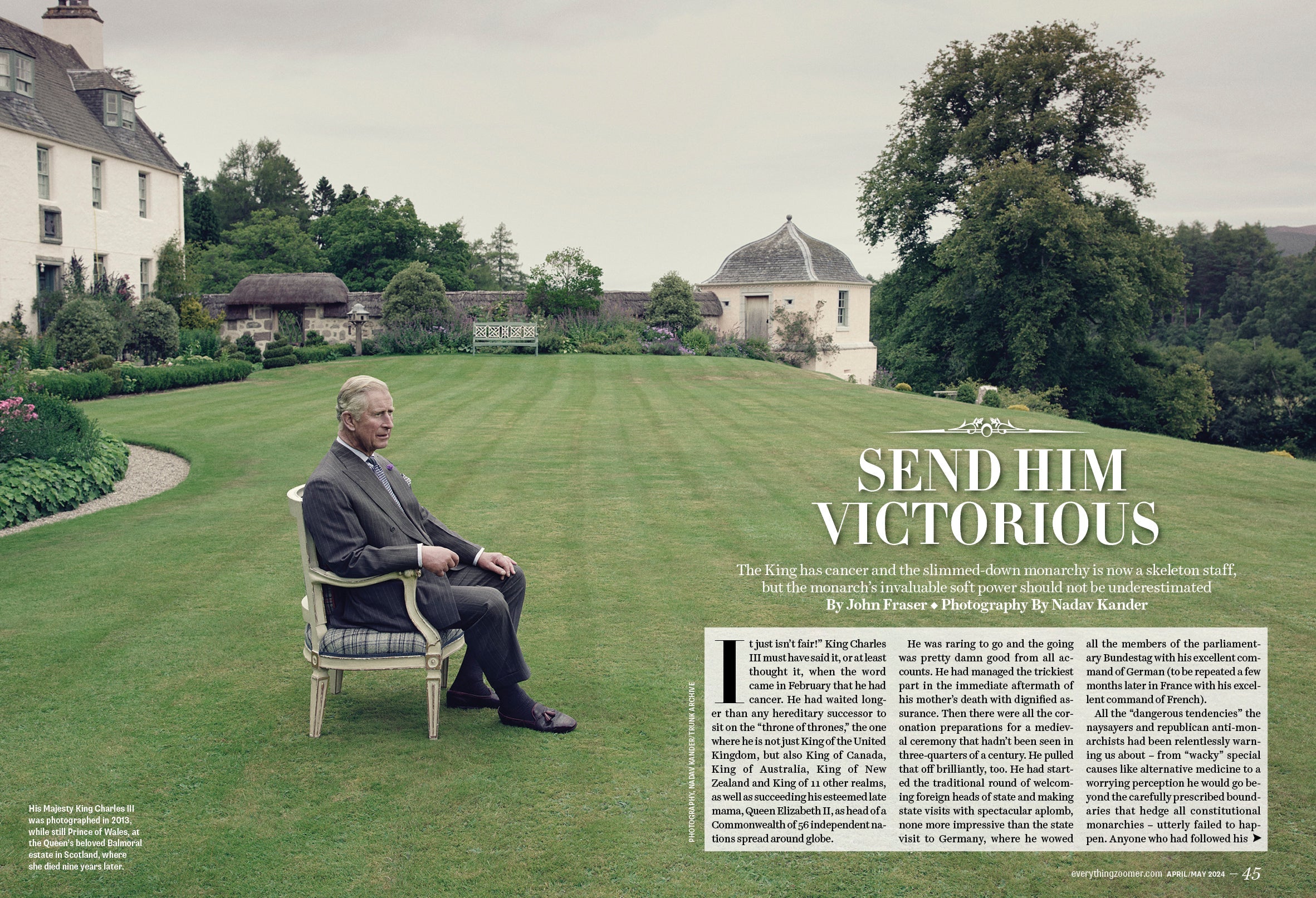 Zoomer Magazine - Spring 2024: King Charles III First Year On Throne, Royal Family, Seniors Minister Seamus O'Regan On Aging With Dignity, Money-Saving Tips, Moses' Last Word, Big Tech, Travel & More!