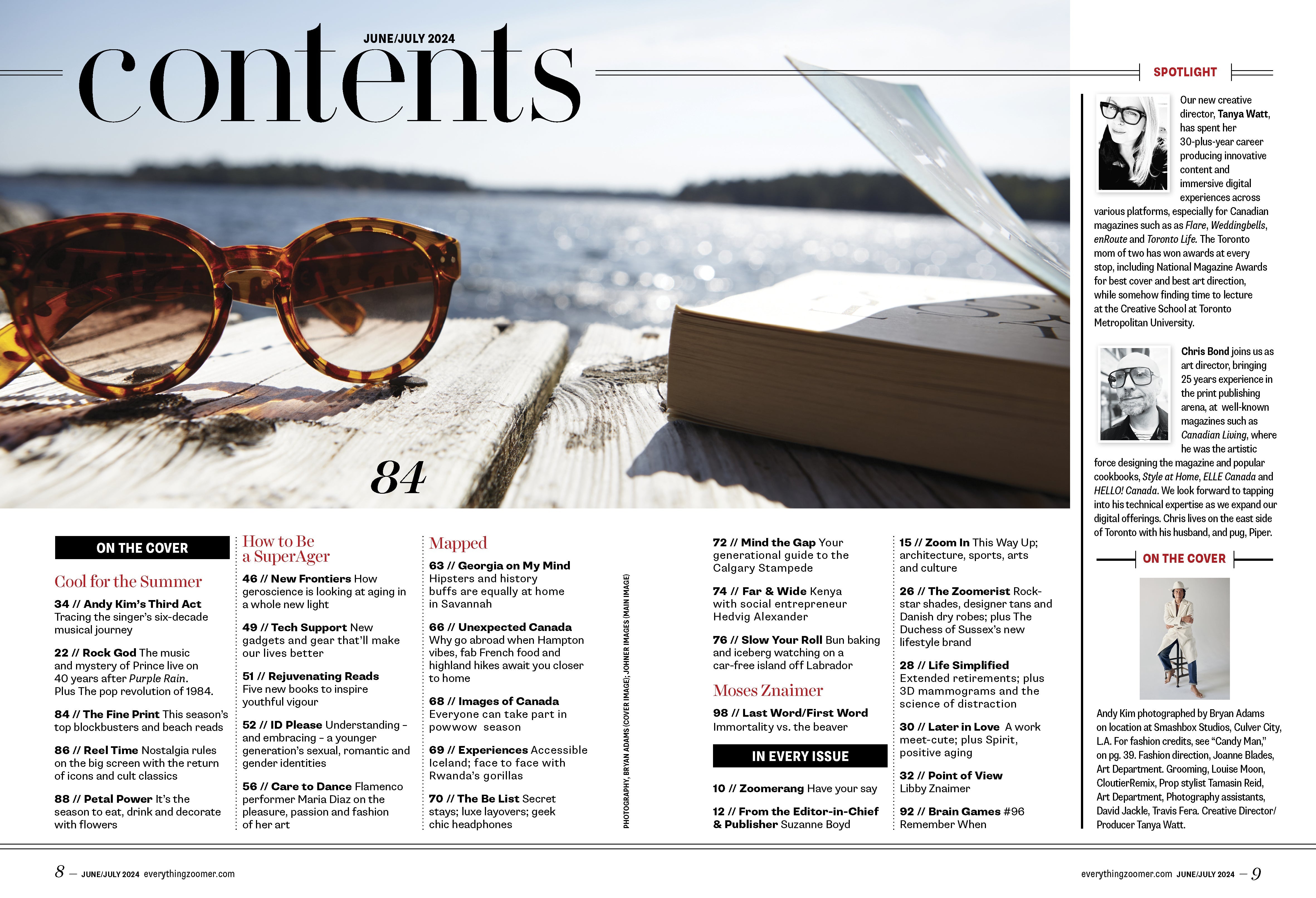 Zoomer Magazine - Cool For The Summer 2024: Andy Kim's Third Act, Remembering Prince's Purple Reign, How To Be A SuperAger, Nostalgic Blockbusters, Tech Support, Books, Travel, Moses Znaimer & More!