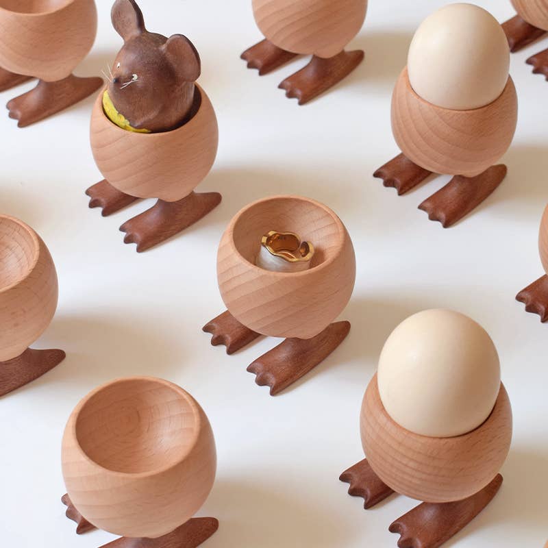 Wooden Egg Cup – Little Claw Design in Sapele & Beech