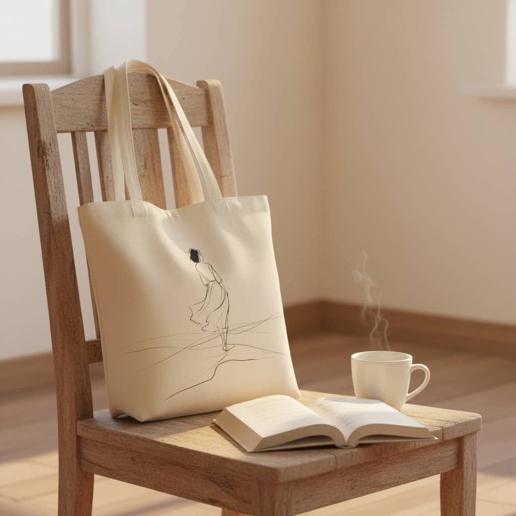 The Arrival Tote Bag – Minimalist Line Art Canvas Tote