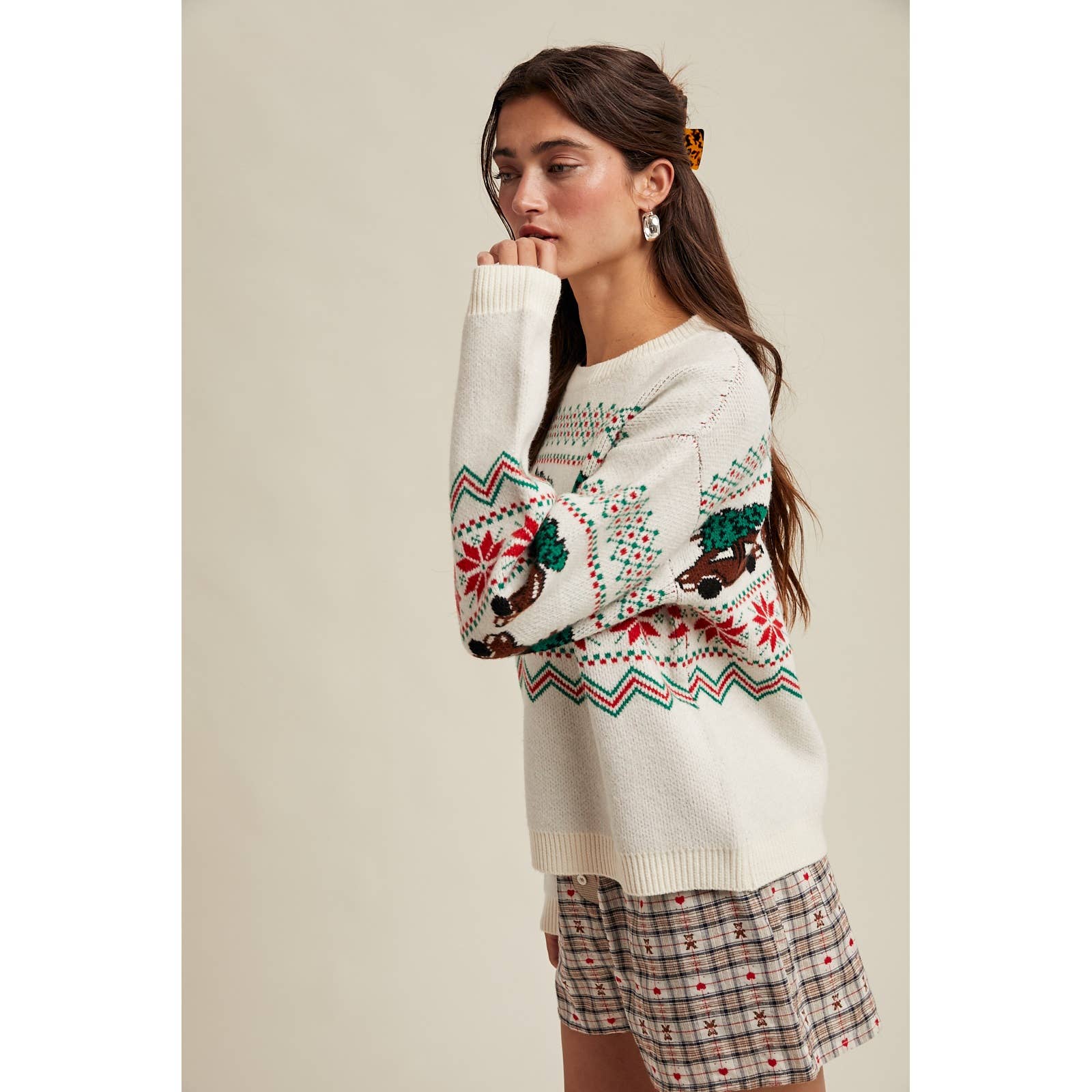 'CHRISTMAS TREE CAR' FAIR ISLE SWEATER / WL25-11317