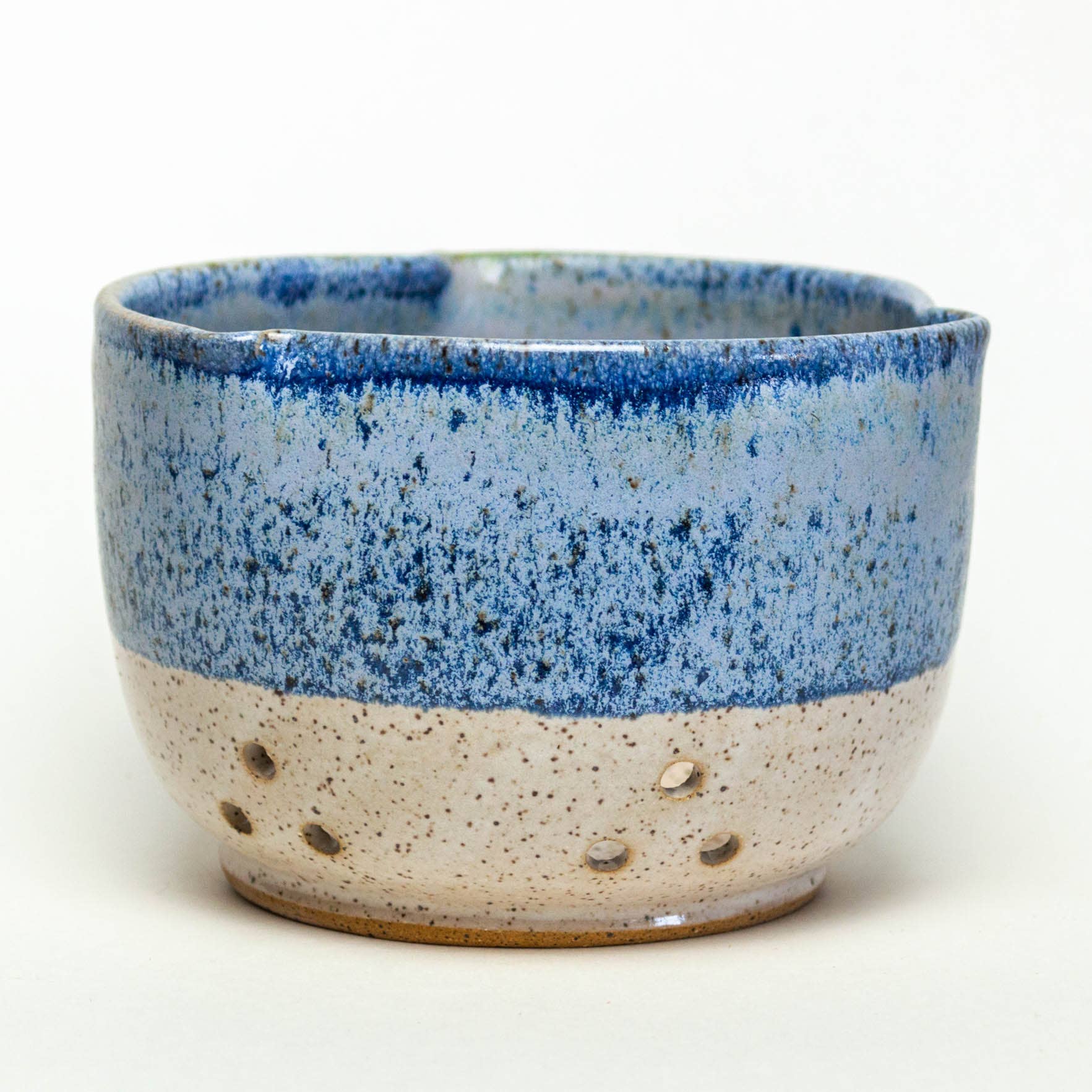 Berry Bowl/Colander - Handthrown Stoneware - Blue Wash