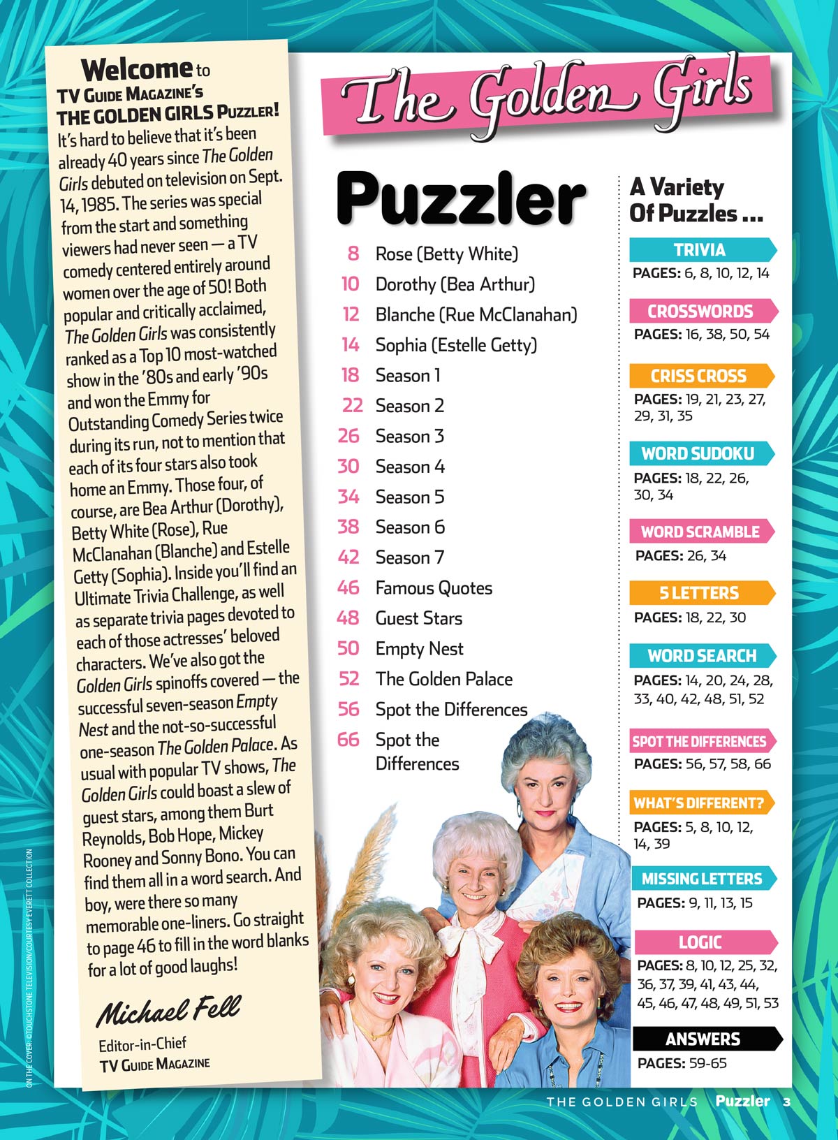 TV Guide - The Golden Girls Puzzler: Celebrate The 40th Anniversary, Fun Games Packed With Crosswords, Trivia, Word Sudoku, Missing Letters, Spot The Difference, Word Searches, Brain Teasers & More!
