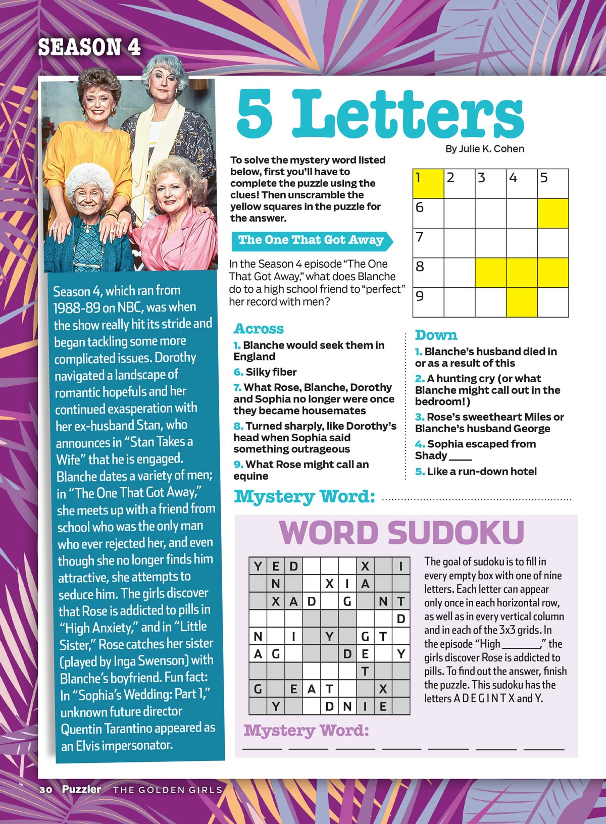 TV Guide - The Golden Girls Puzzler: Celebrate The 40th Anniversary, Fun Games Packed With Crosswords, Trivia, Word Sudoku, Missing Letters, Spot The Difference, Word Searches, Brain Teasers & More!