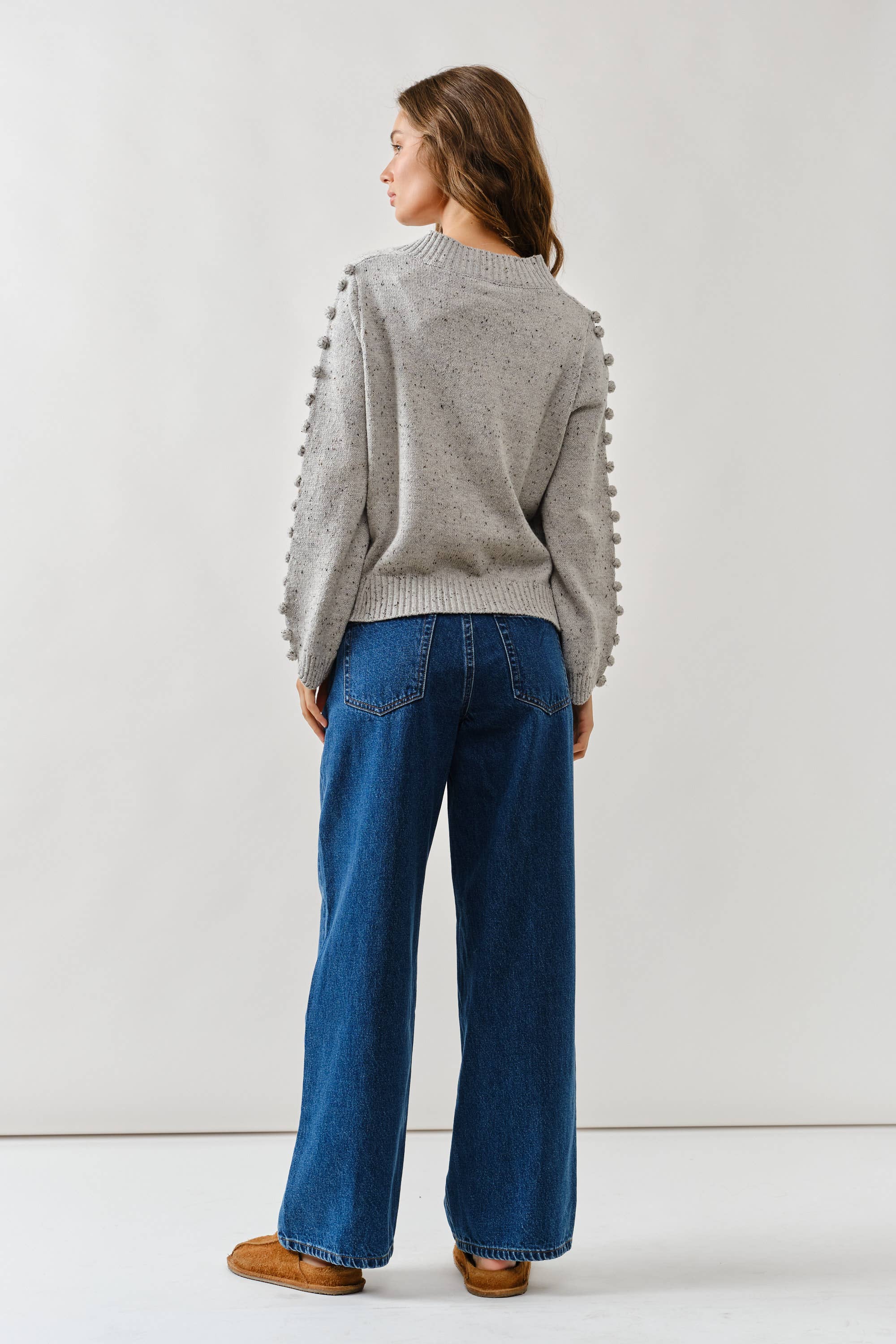 AJP5001 DRAWSTRING WAIST BOTTOM FLY STRAIGHT JEANS