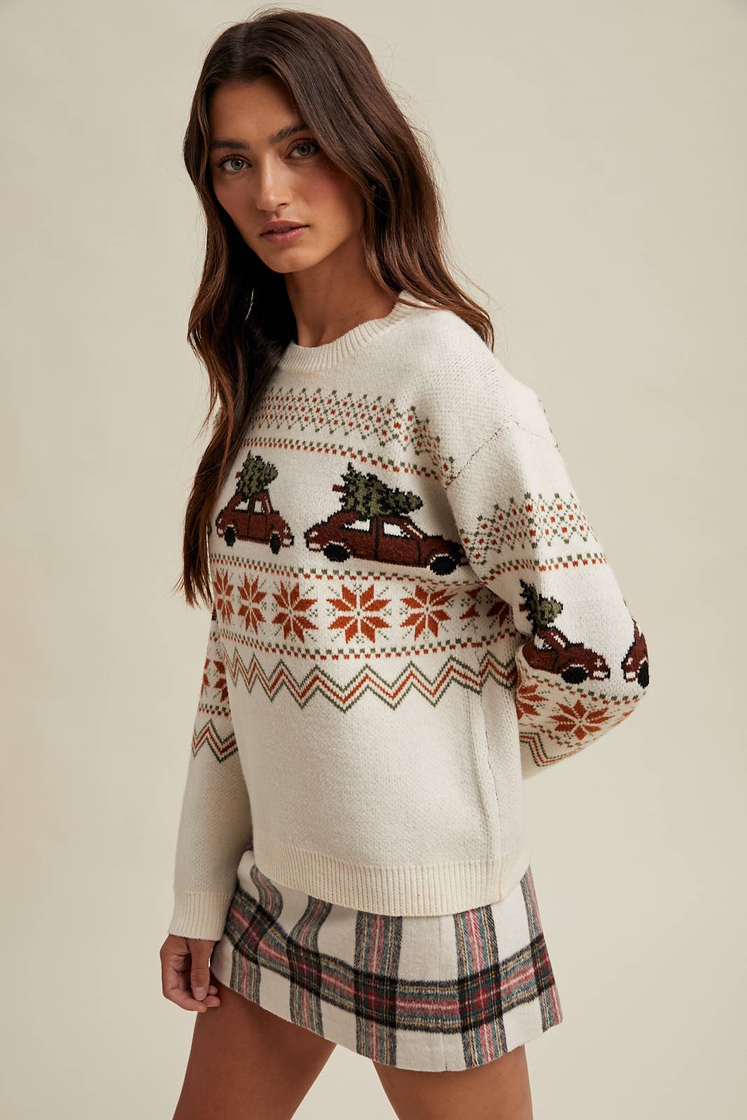 'CHRISTMAS TREE CAR' FAIR ISLE SWEATER / WL25-11317