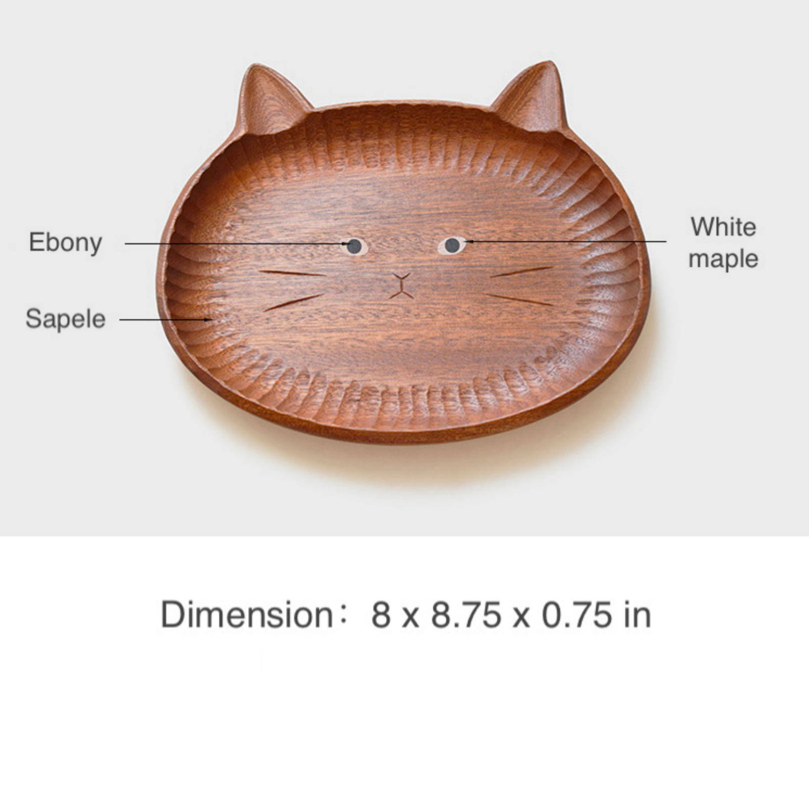 Hand carved wooden plate - Small Eyes Cat / Home Decor