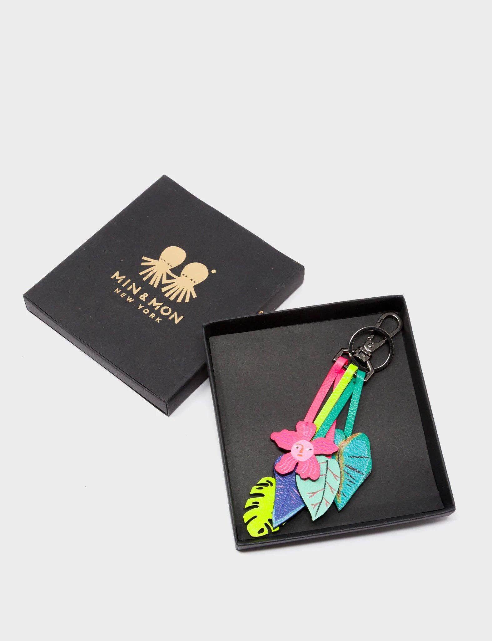 Botanical Scent Charm - Green and Pink Leather Keychain