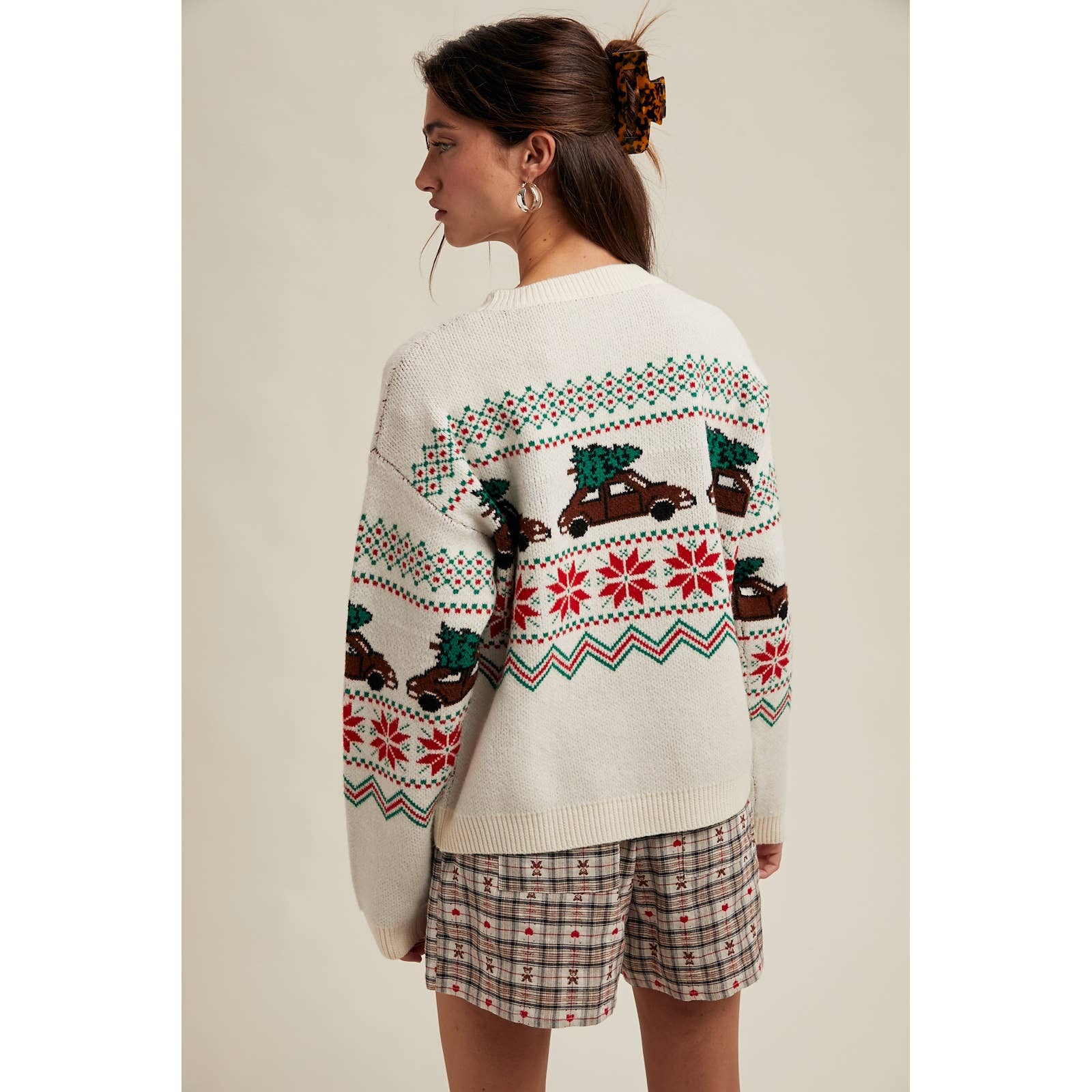 'CHRISTMAS TREE CAR' FAIR ISLE SWEATER / WL25-11317