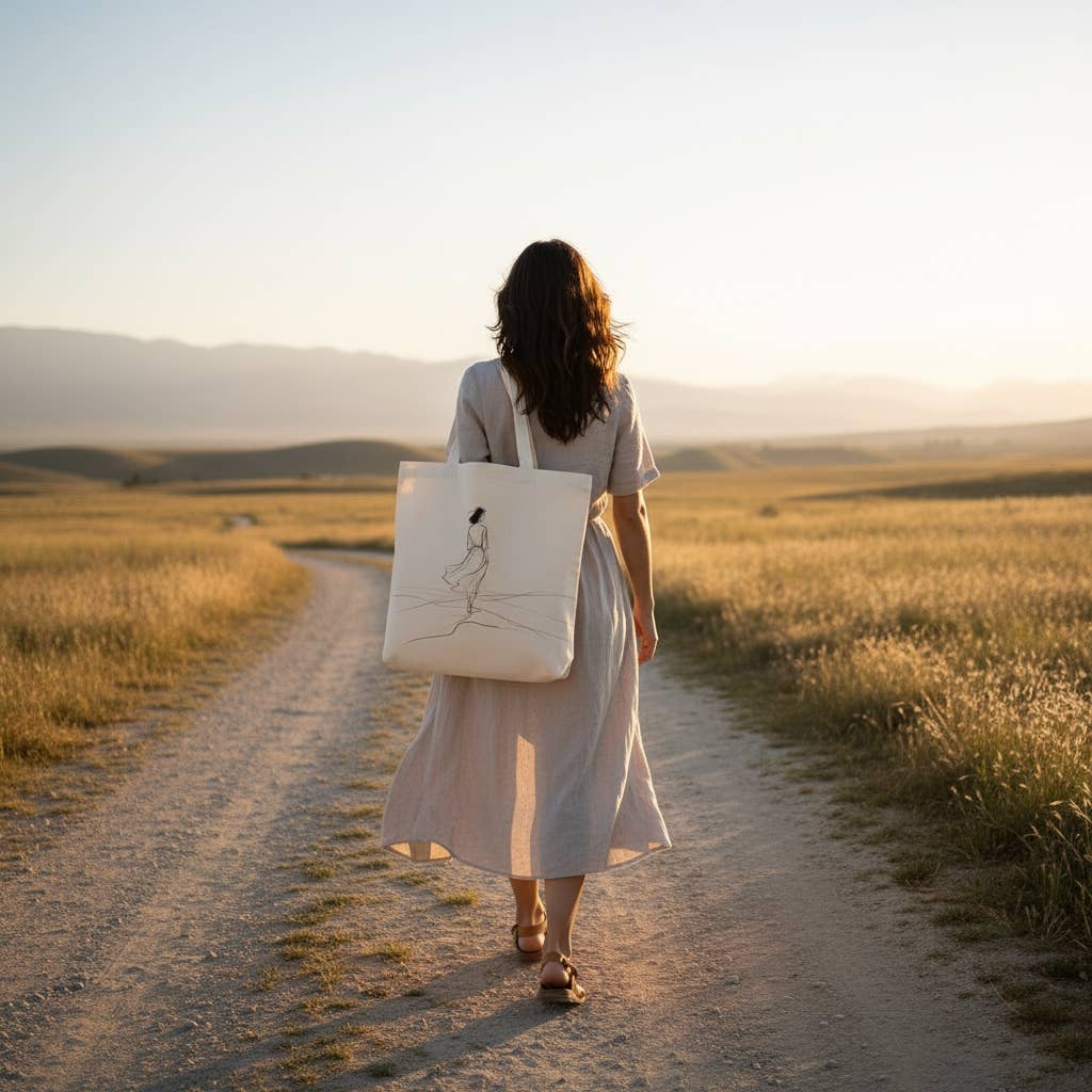 The Arrival Tote Bag – Minimalist Line Art Canvas Tote