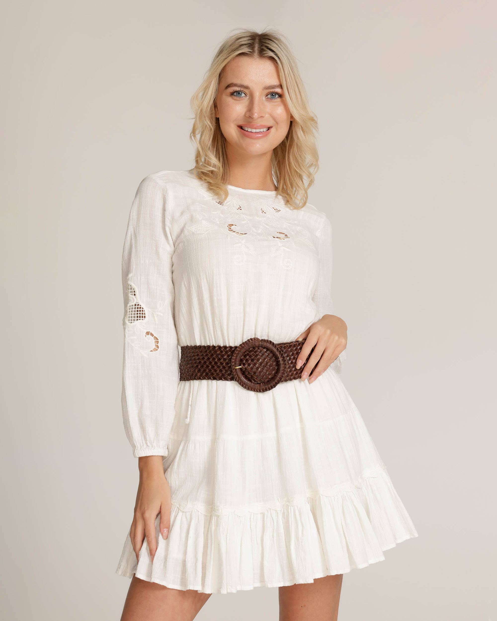 Farah | Wide Woven Leather Belt