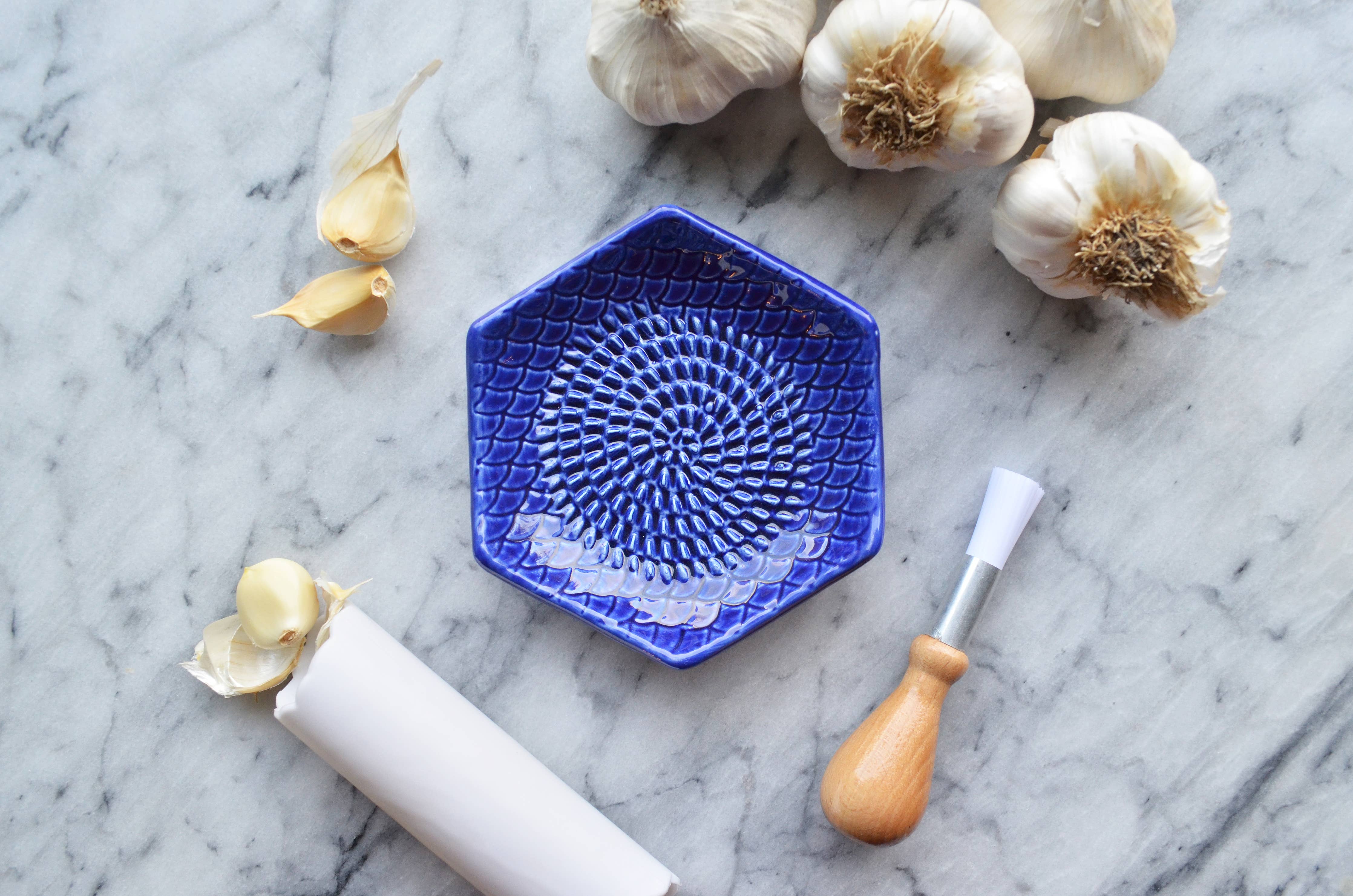 Blue 3 Piece Set: Ceramic Grater, Peeler, Brush