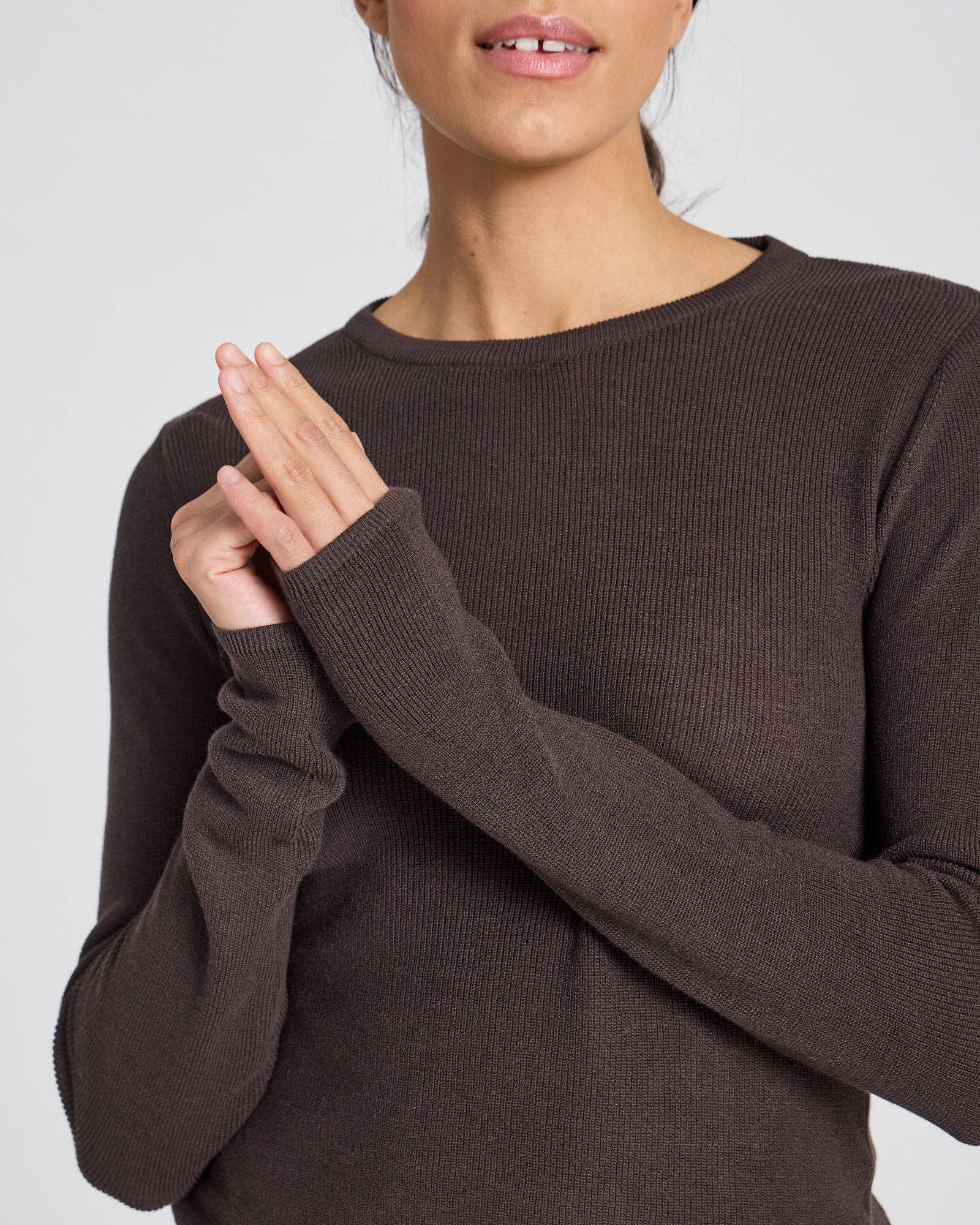 Freja L/S Cotton Rib Top GOTS - Mulch