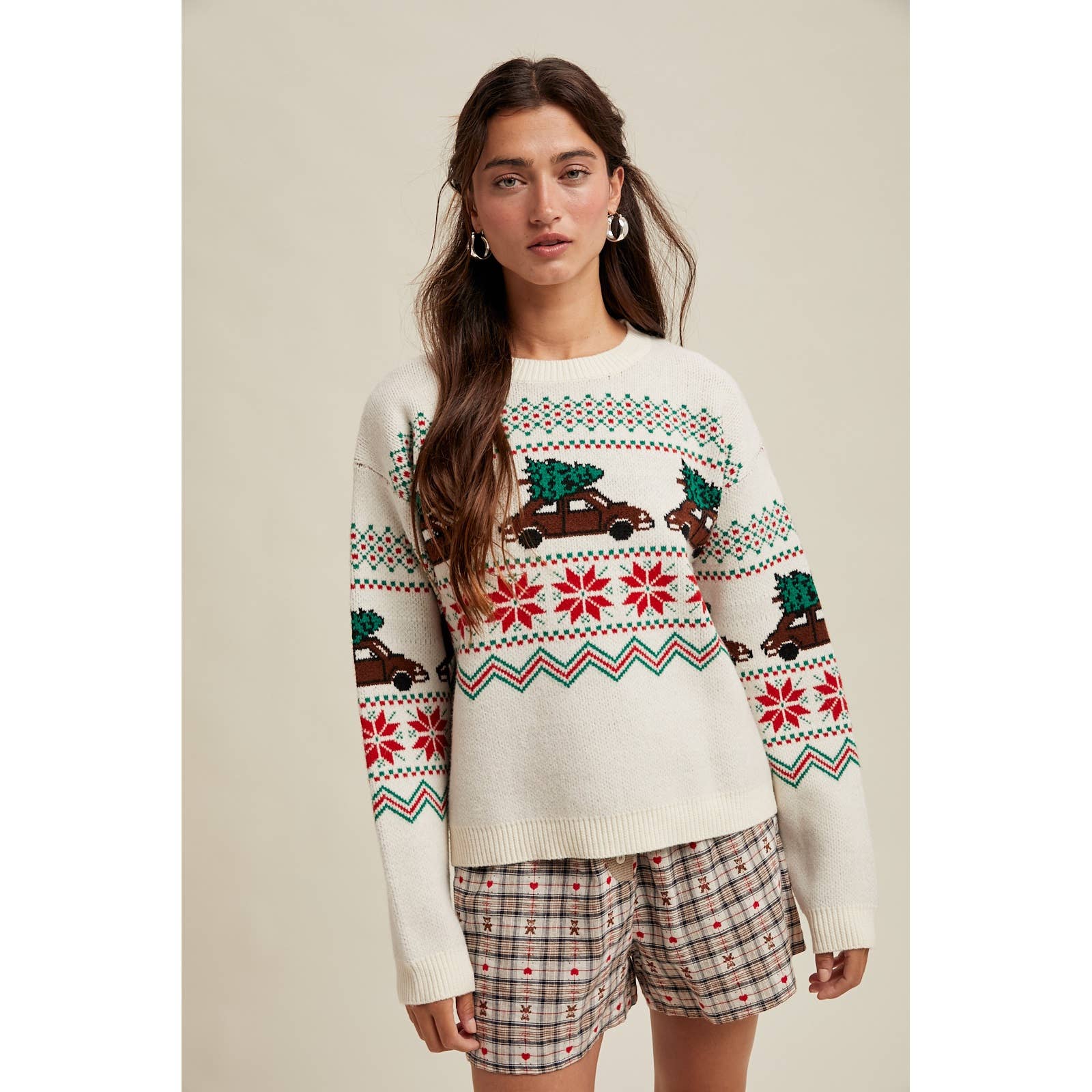 'CHRISTMAS TREE CAR' FAIR ISLE SWEATER / WL25-11317