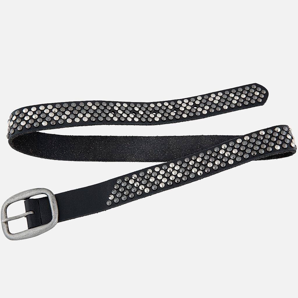 Britta | Vintage Silver Buckle Studded Leather Belt Women