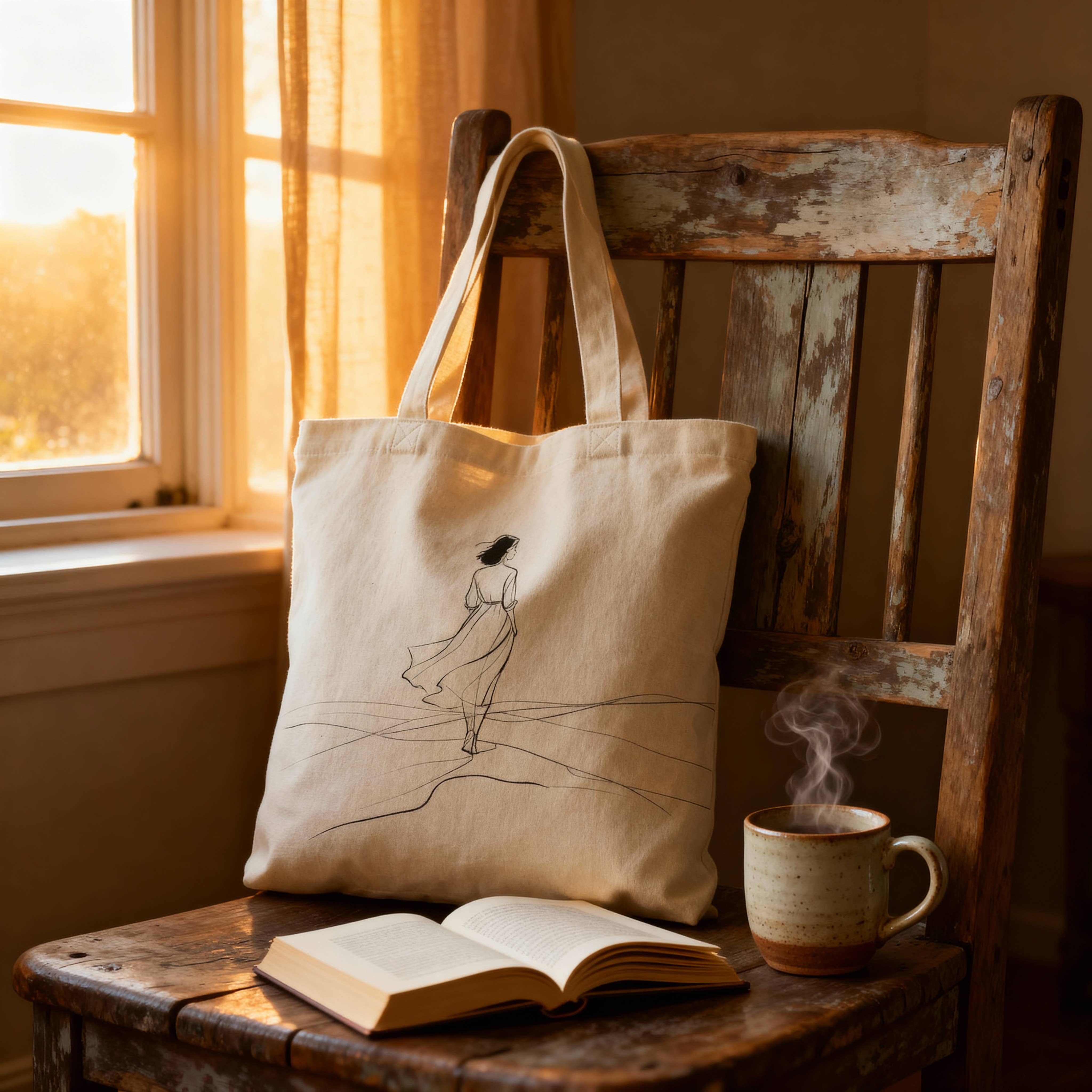 The Arrival Tote Bag – Minimalist Line Art Canvas Tote