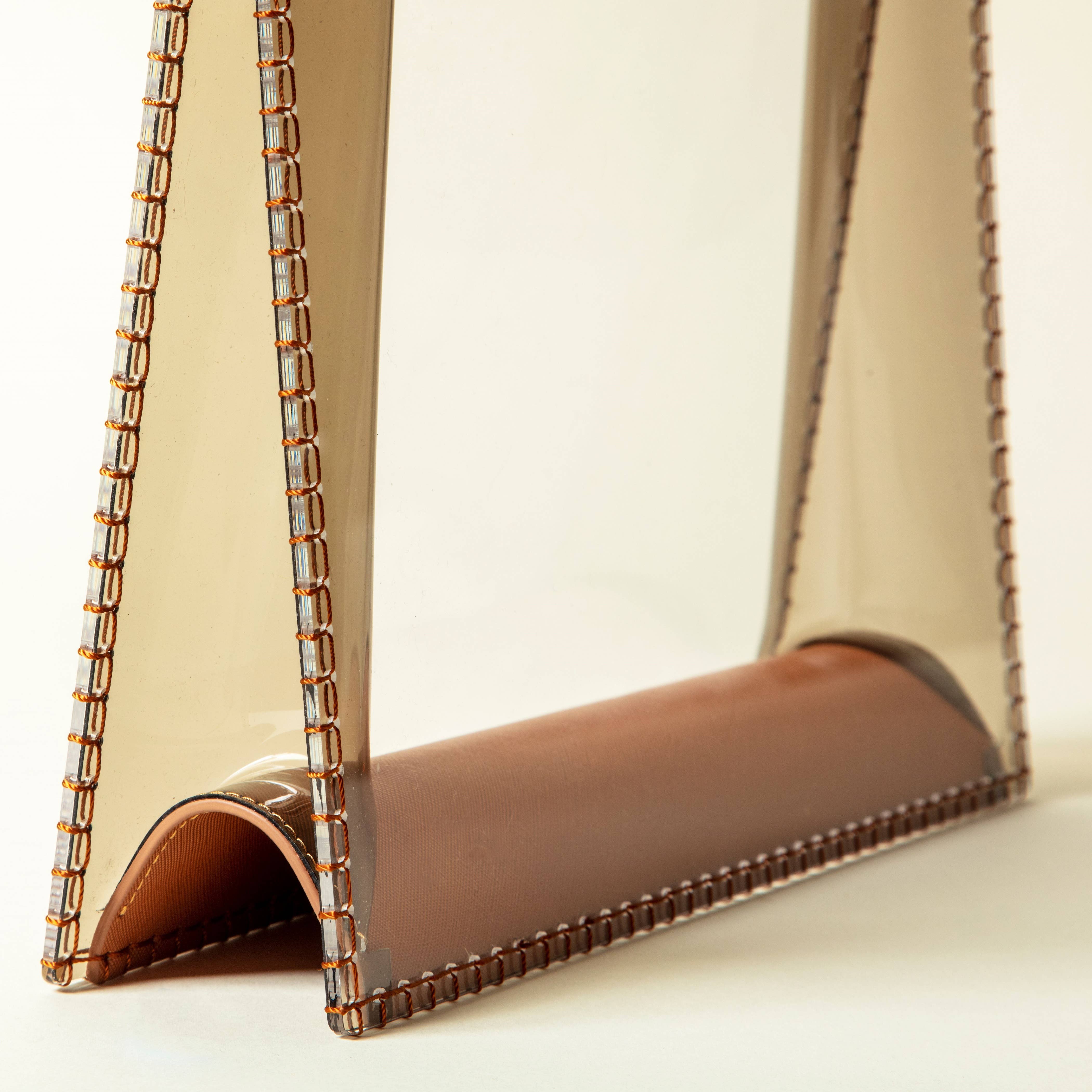 7043 - Clear Clutch Bag with Camel Handle