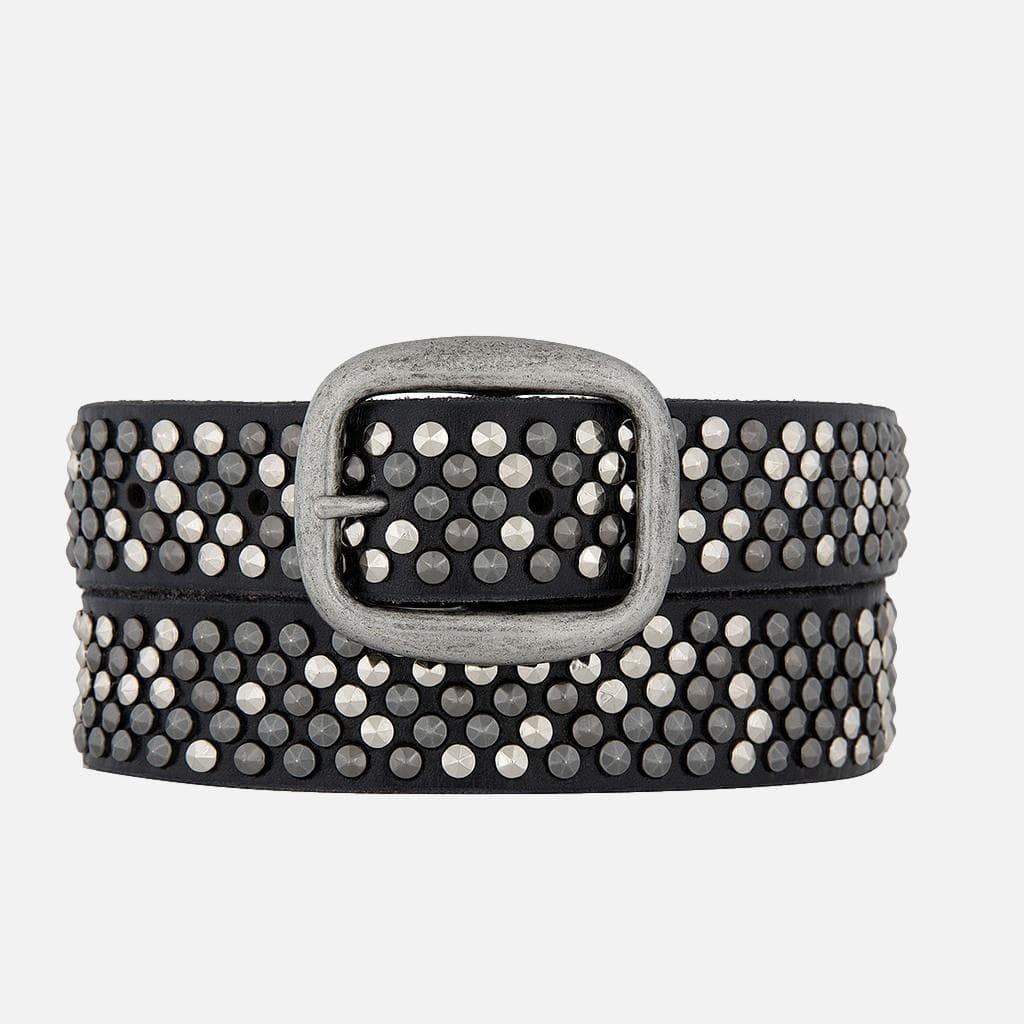 Britta | Vintage Silver Buckle Studded Leather Belt Women