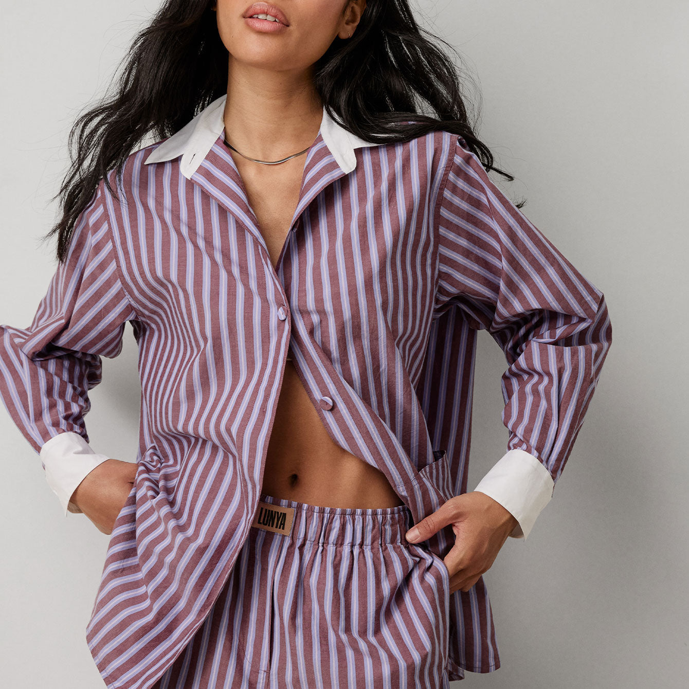 Airy Cotton Curved Hem Shirt