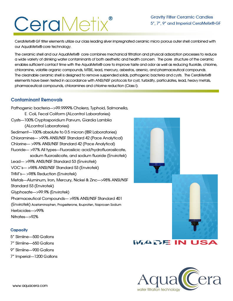 CeraMetix® 7" Slimline GF Gravity - Chloramine, Lead, Fluoride & PFAS Reduction