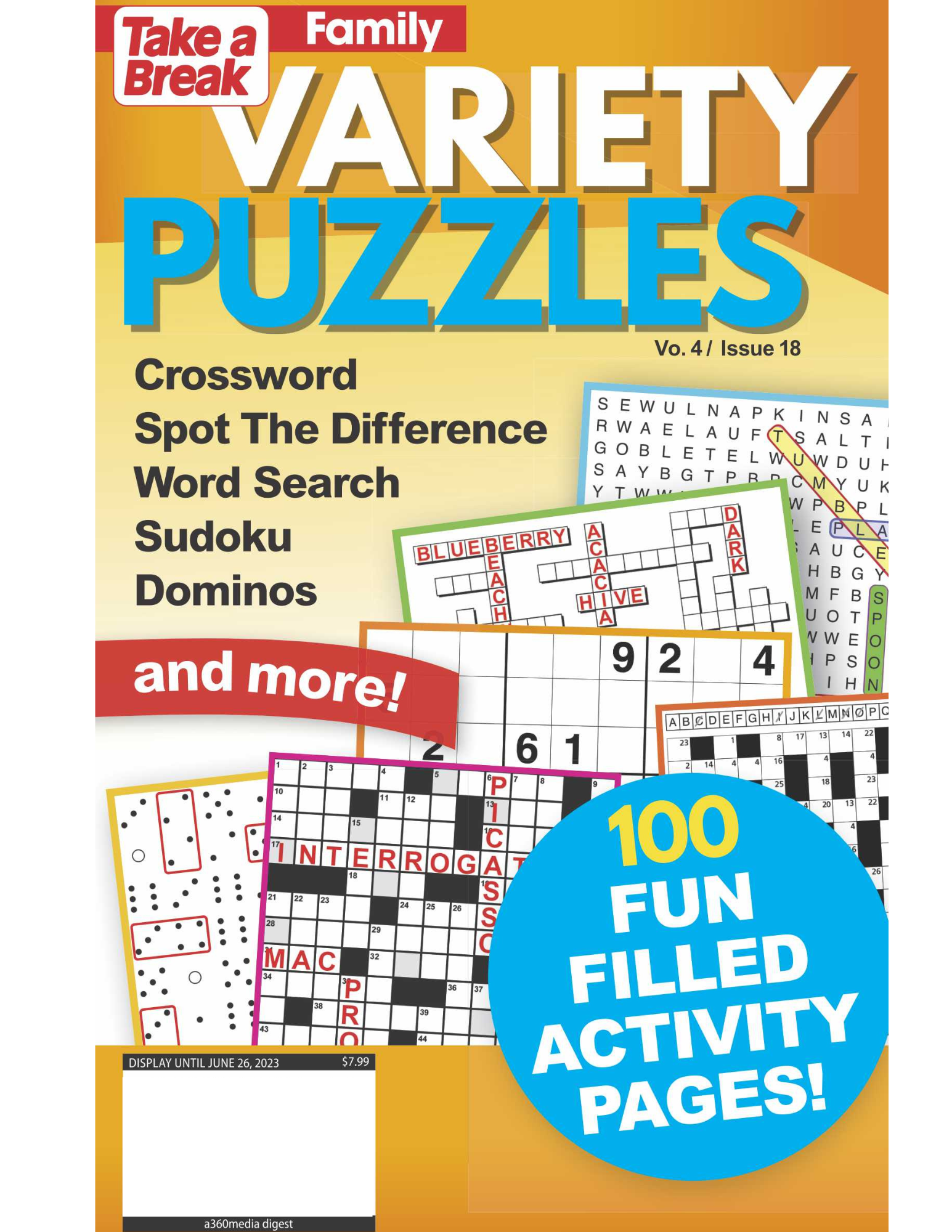 Variety Puzzles Vo. 4 / Issue 18 (Digest Size) - 100 Fun Filled Activity Pages: Crossword, Spot the Difference, Word Search, Sudoku, Dominos & More!