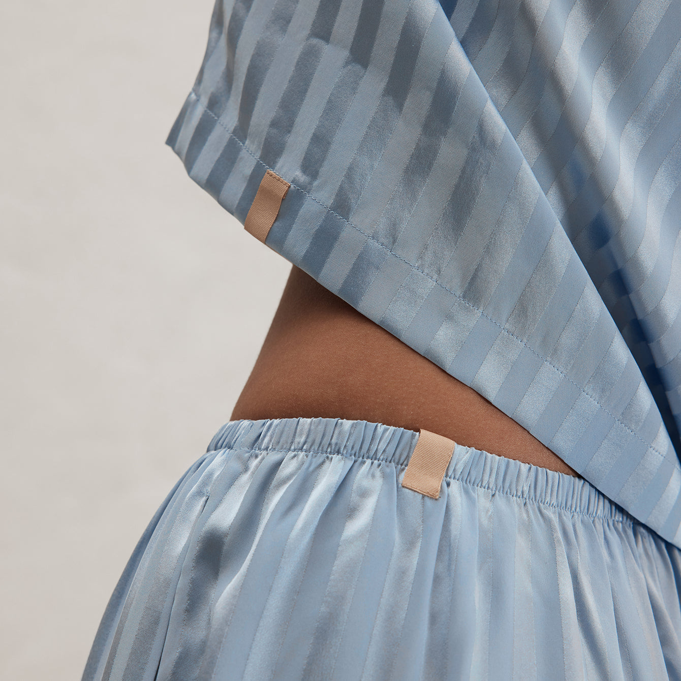 Washable Silk Striped Jacquard Long Sleeve Pant Set