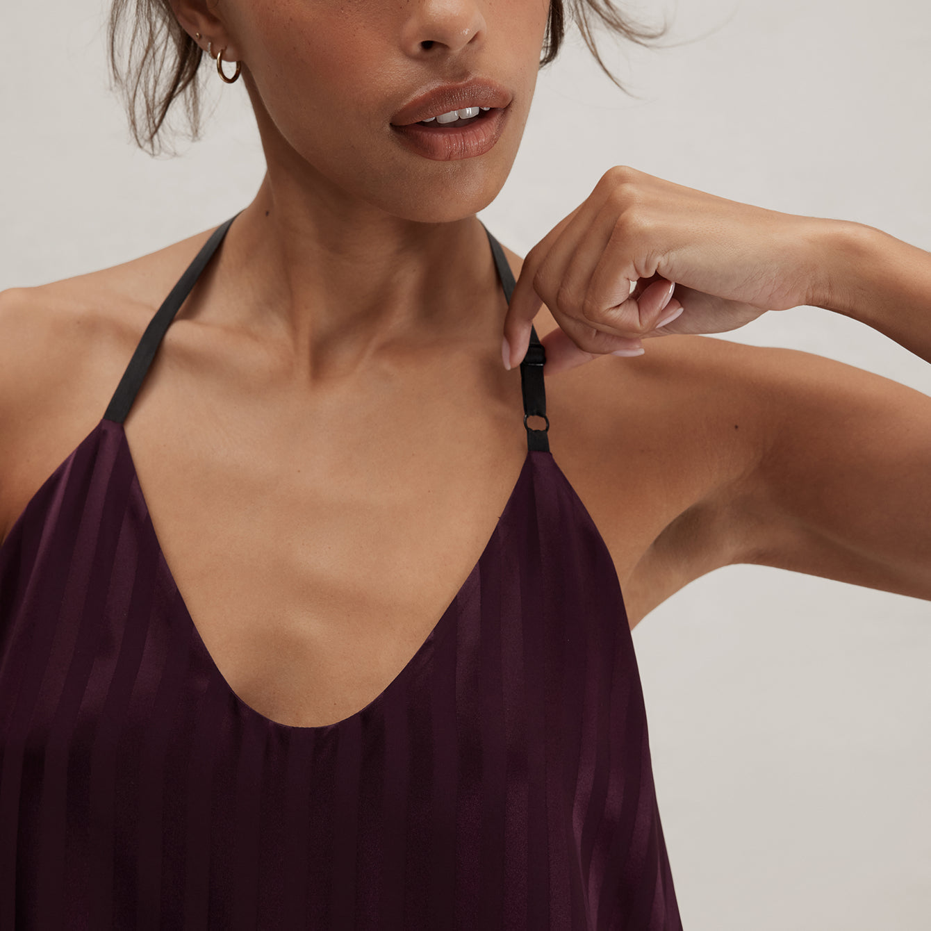 Washable Silk Striped Jacquard Cami Pant Set