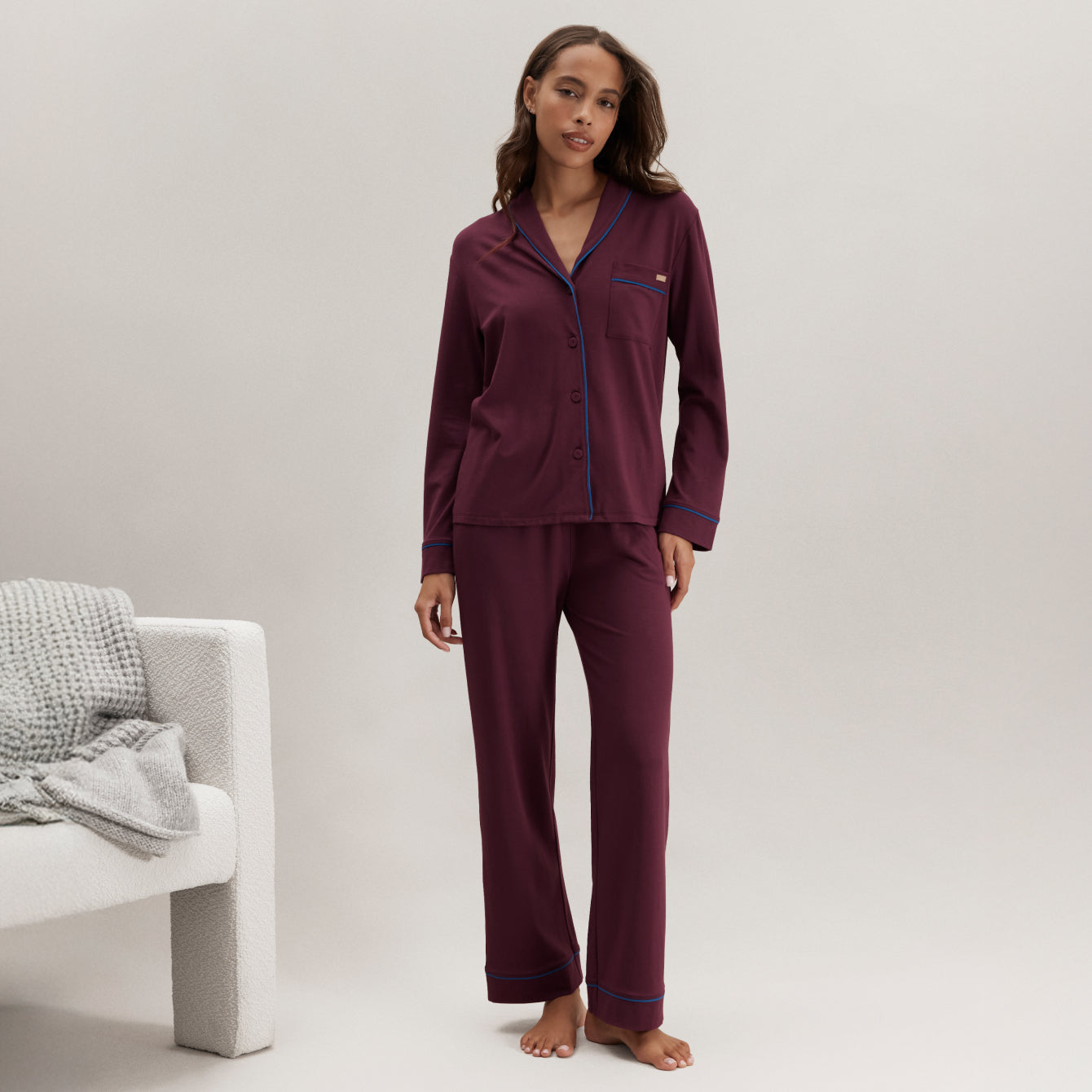 Slumberknit™ Shawl Collar Button Down Pant Set