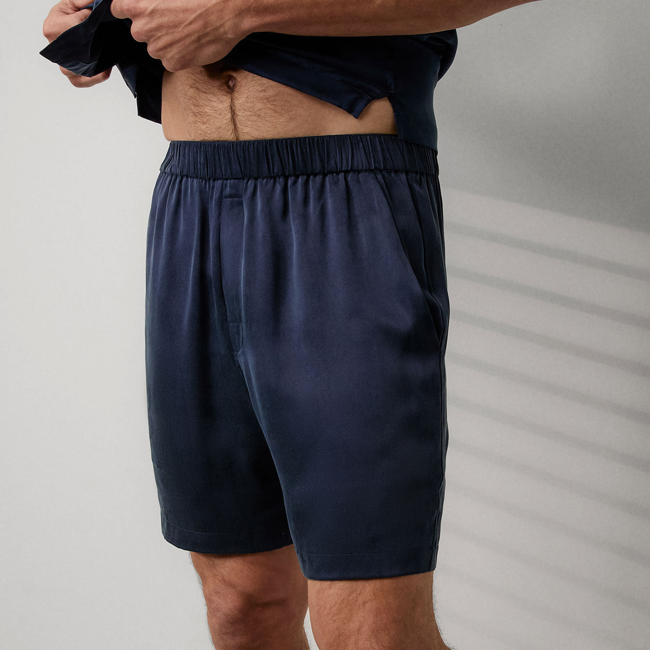 Men's Washable Silk Button Up Short Set