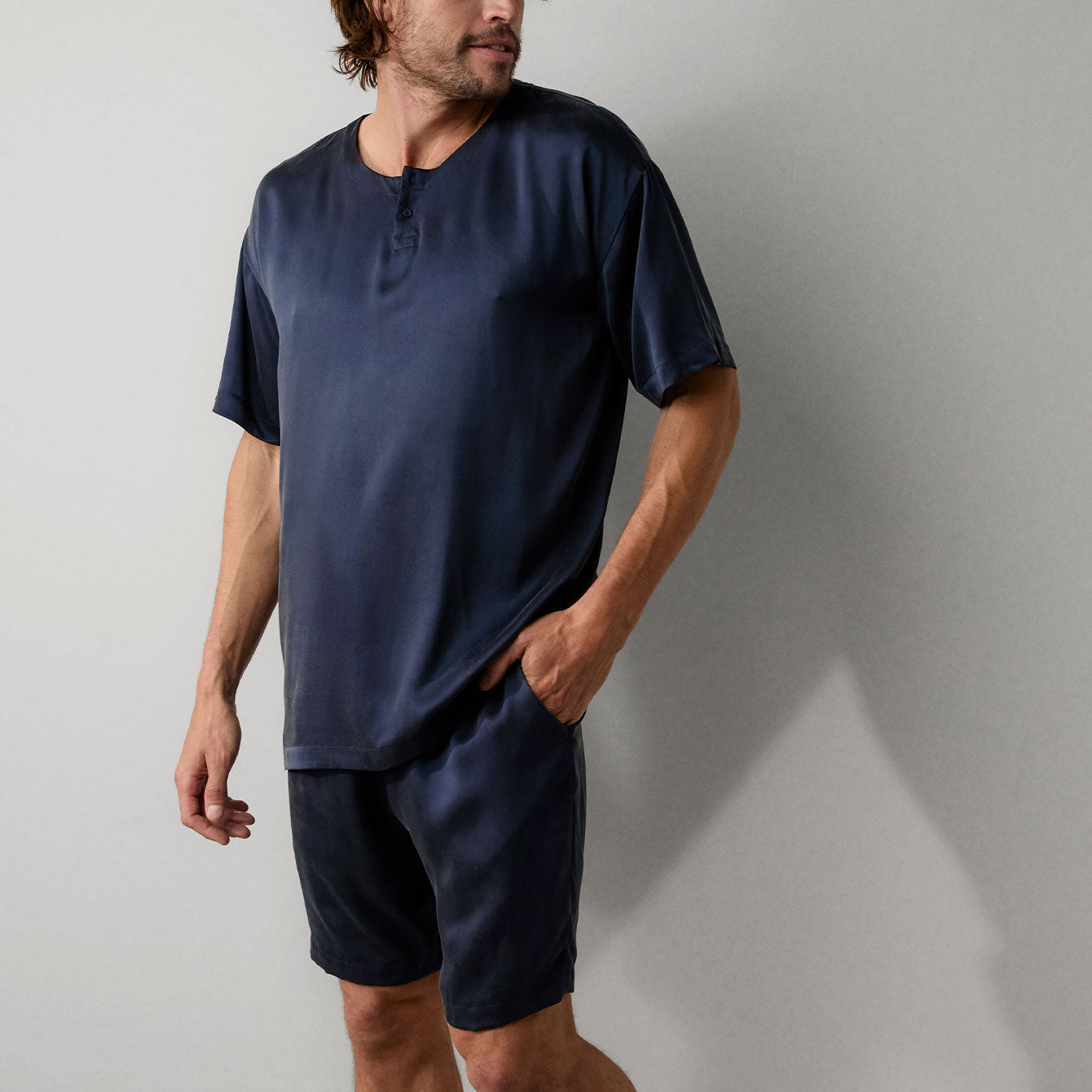 Men's Washable Silk Short Set