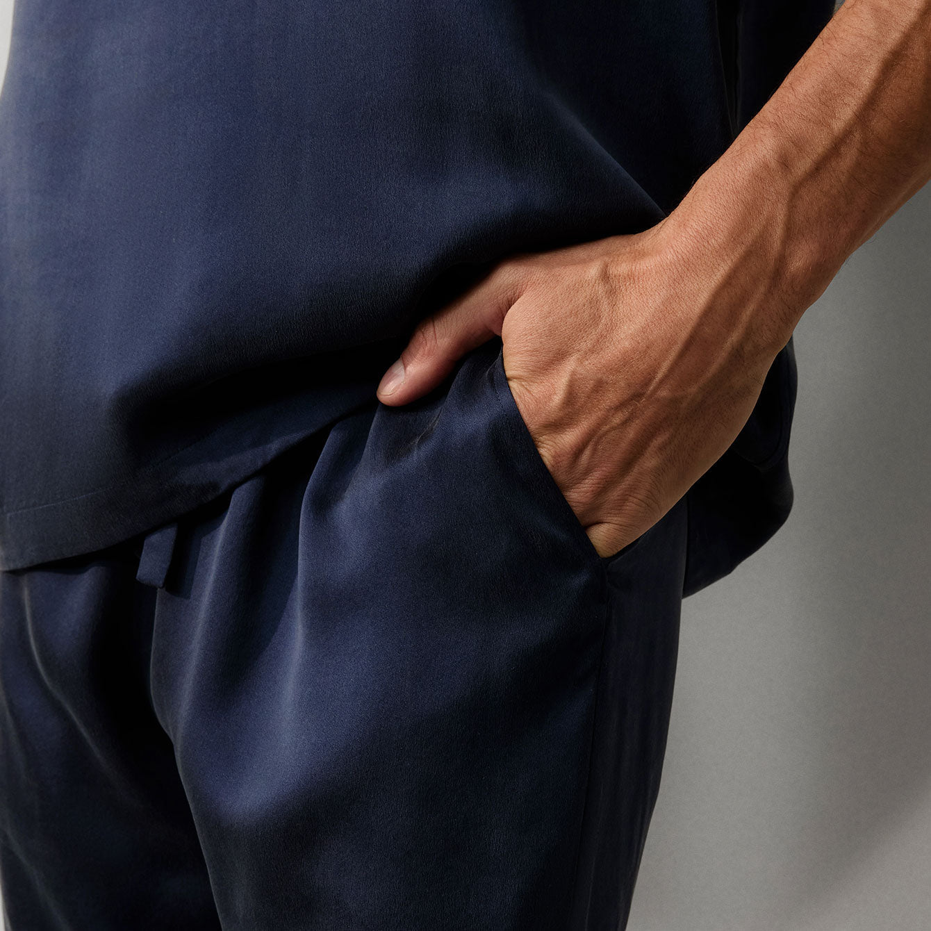 Men's Washable Silk Short Set