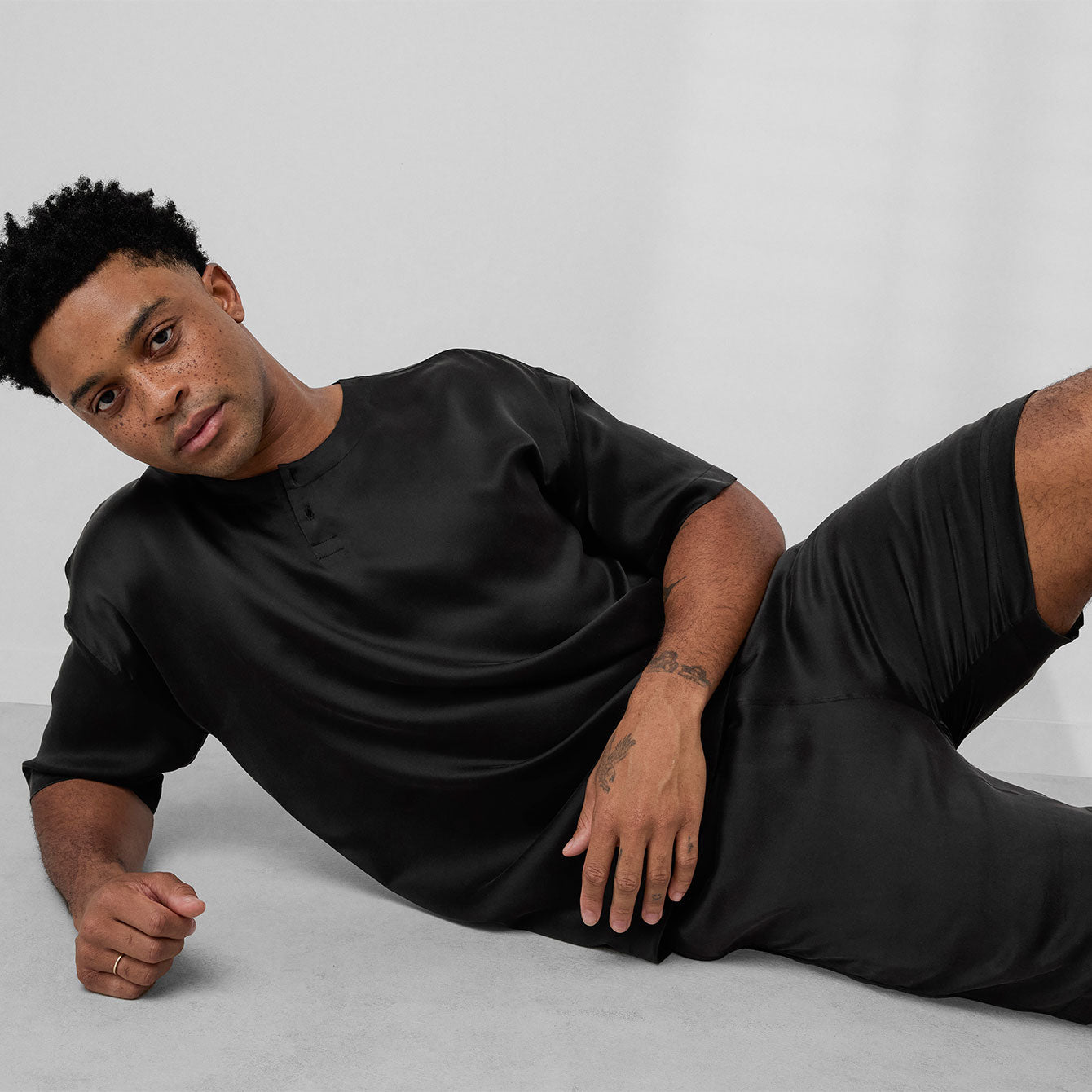 Men's Washable Silk Short Set