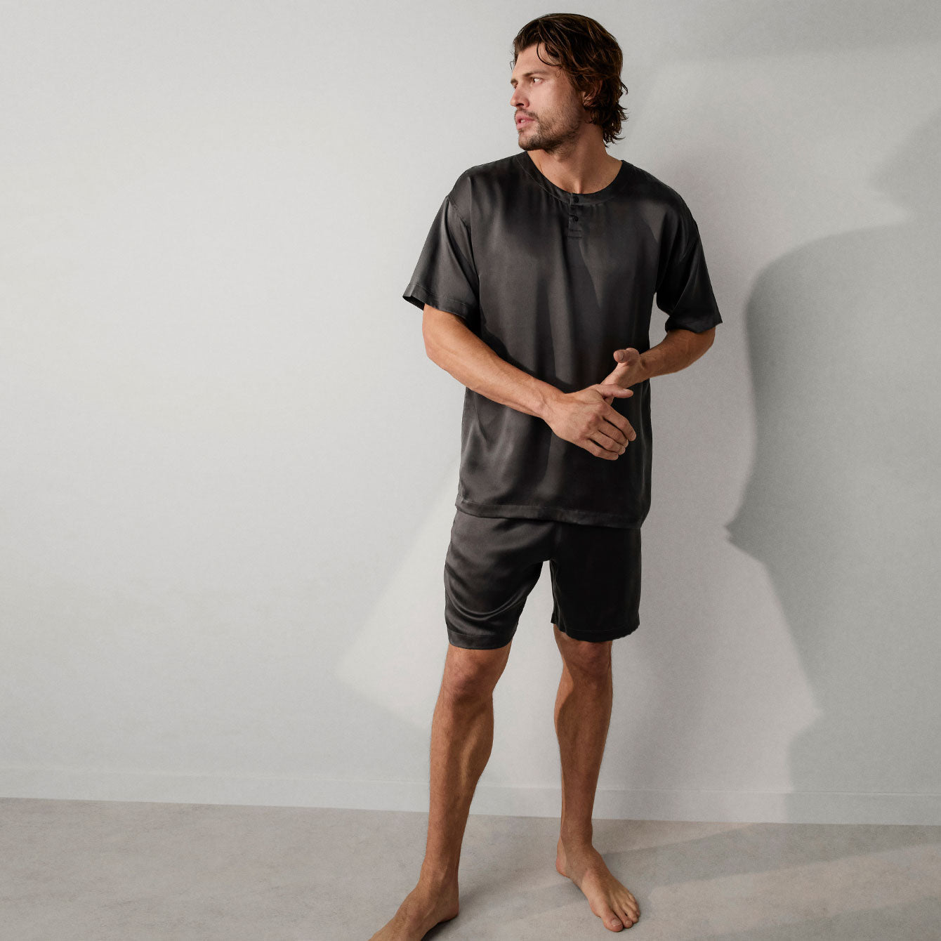Men's Washable Silk Short Set