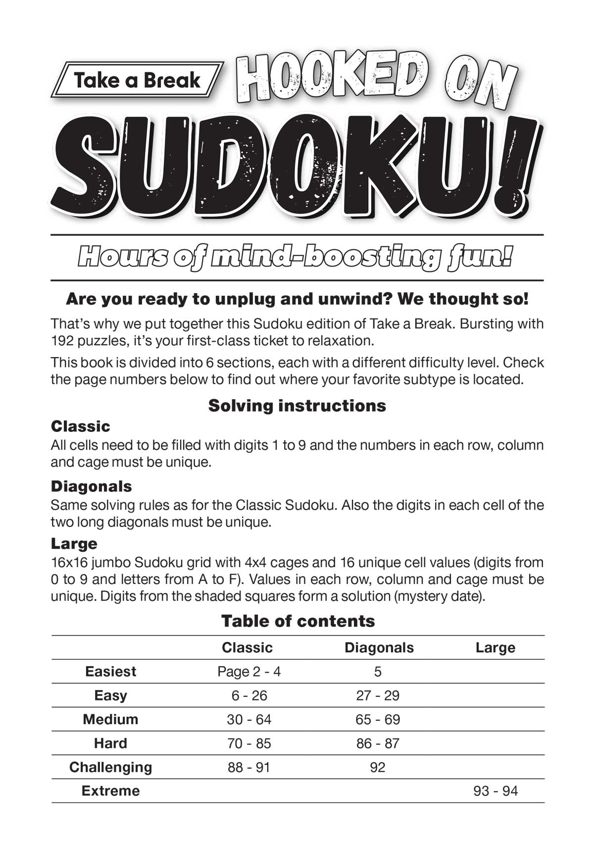 Take a Break - Hooked on Sudoku #5