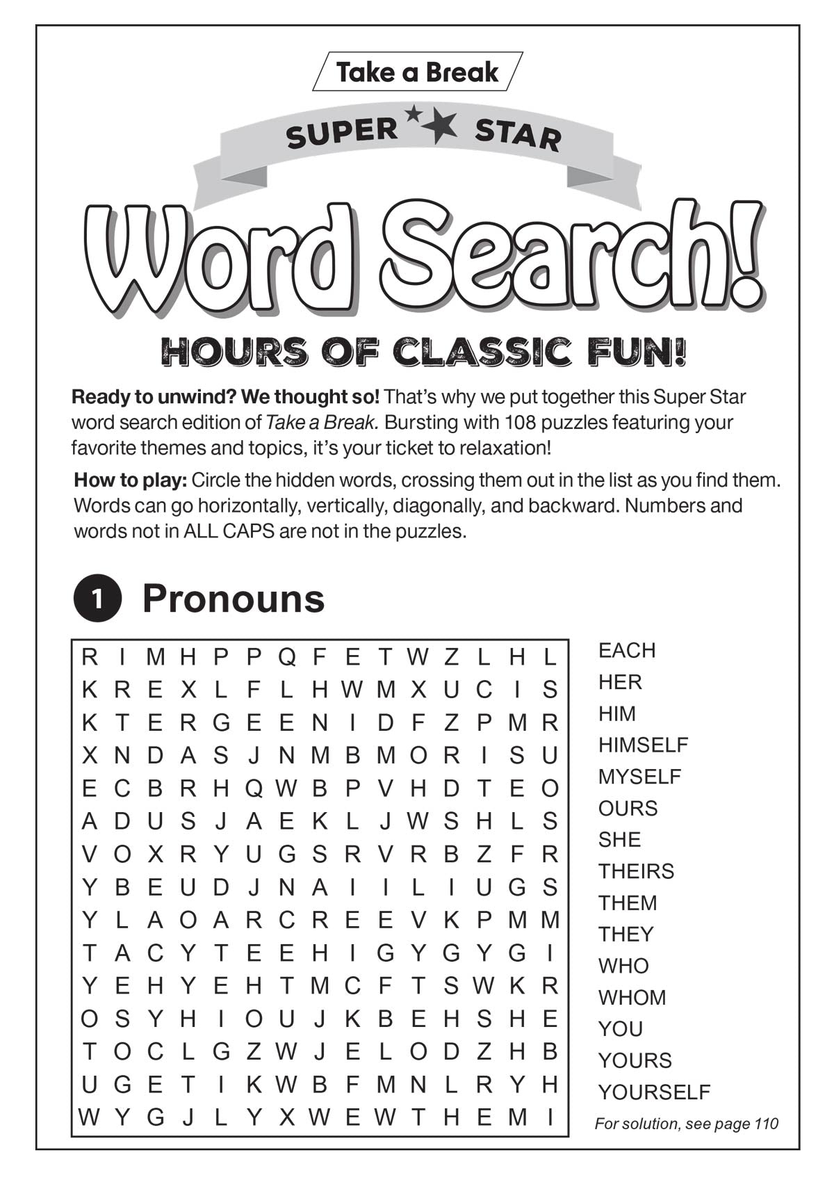 Take a Break - Superstar Word Search 25.08.15: Over 100 Puzzles For Classic Fun, Easy To Read, Fun To Play, Relax, Unwind, Solve, Great For Travel, Brain Boosters & More!