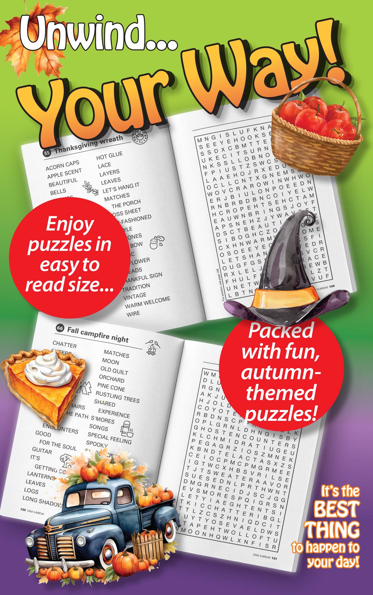 World's Best Puzzle - Word Search 25.09.12: Large Print, 71 Autumn Themed Puzzles, Fall, Thanksgiving, Easy, Seasonal Fun, Relax, Unwind, Great For Travel & More!