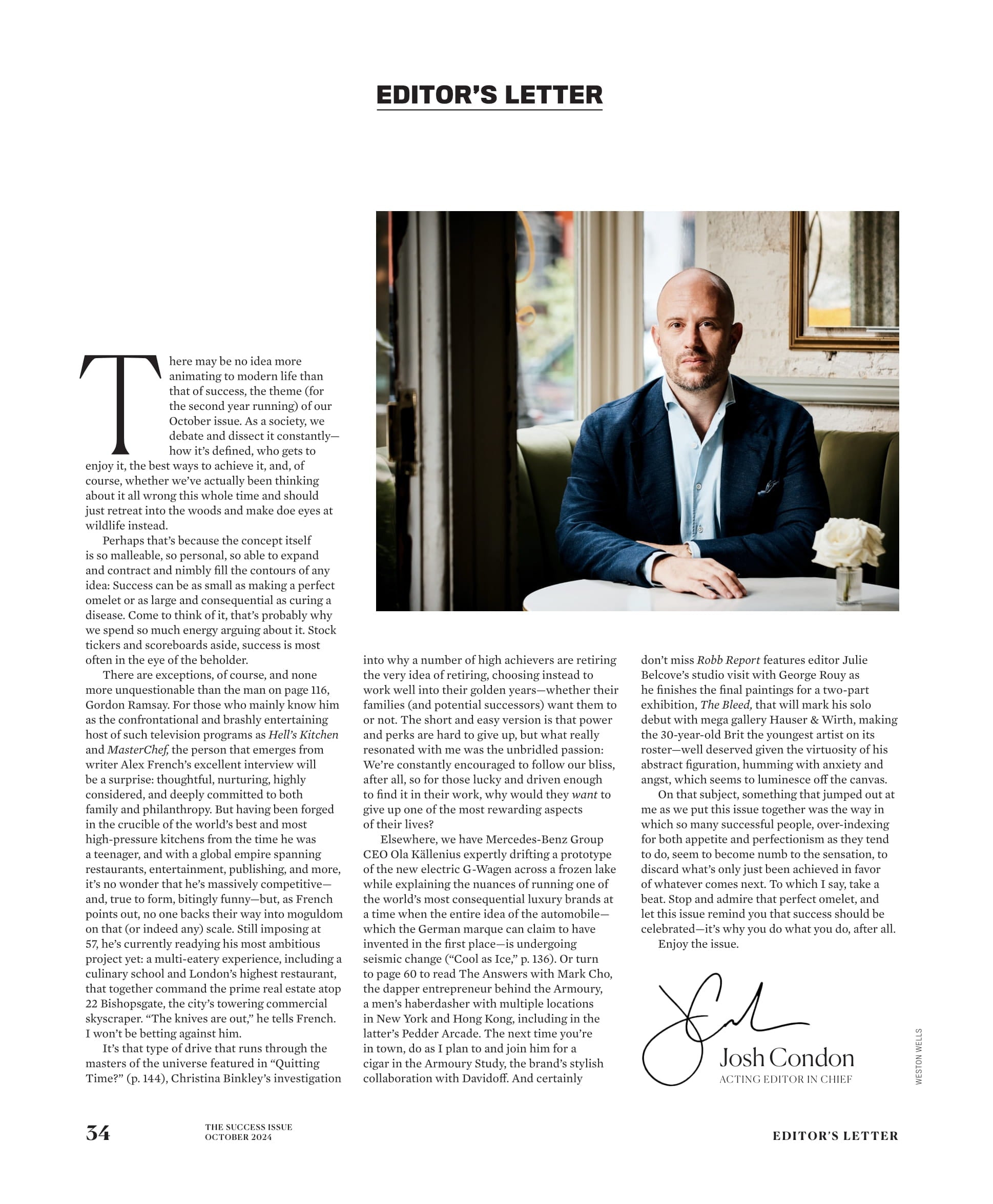 Robb Report - The Success Issue October 2024: Gordon Ramsay Makes It Rain, Olivia Villanti Rising Luxury Goods Entrepreneurs, Red Light Therapy, A.I. Enabled Glasses, Porsche's New 911 Hybrid & More!