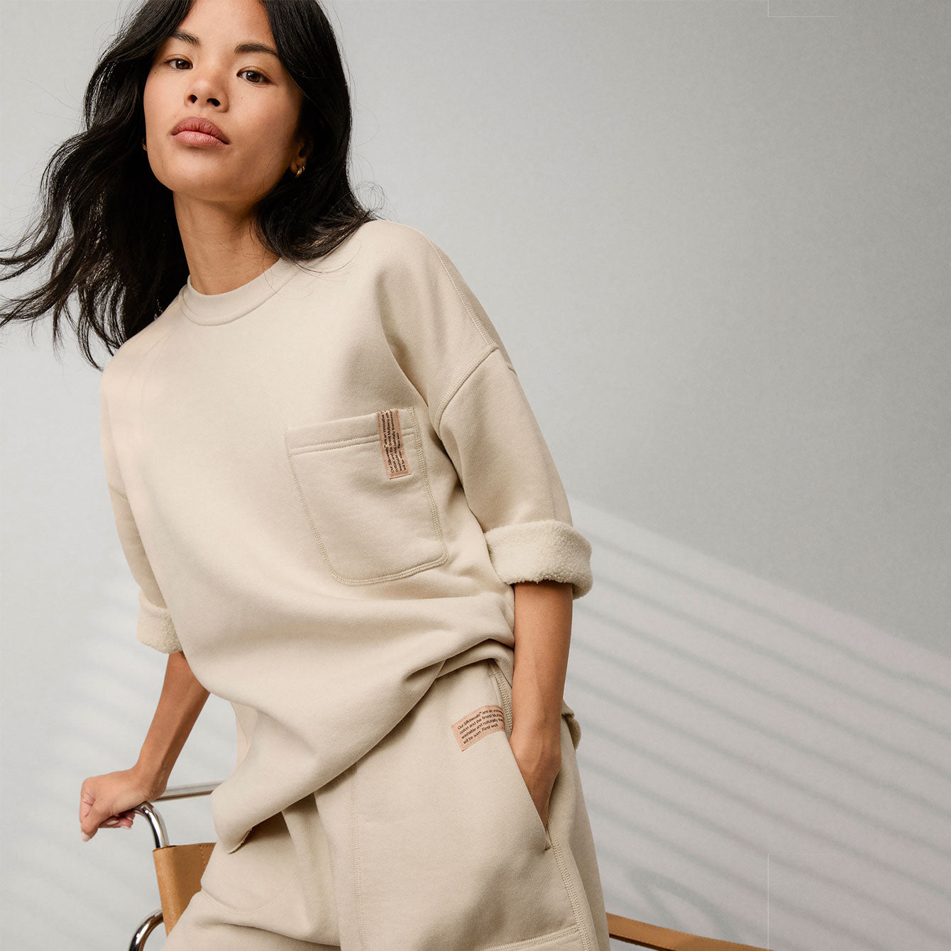 Silksweats™ Midweight Reversible Cropped Sleeve Sweatshirt
