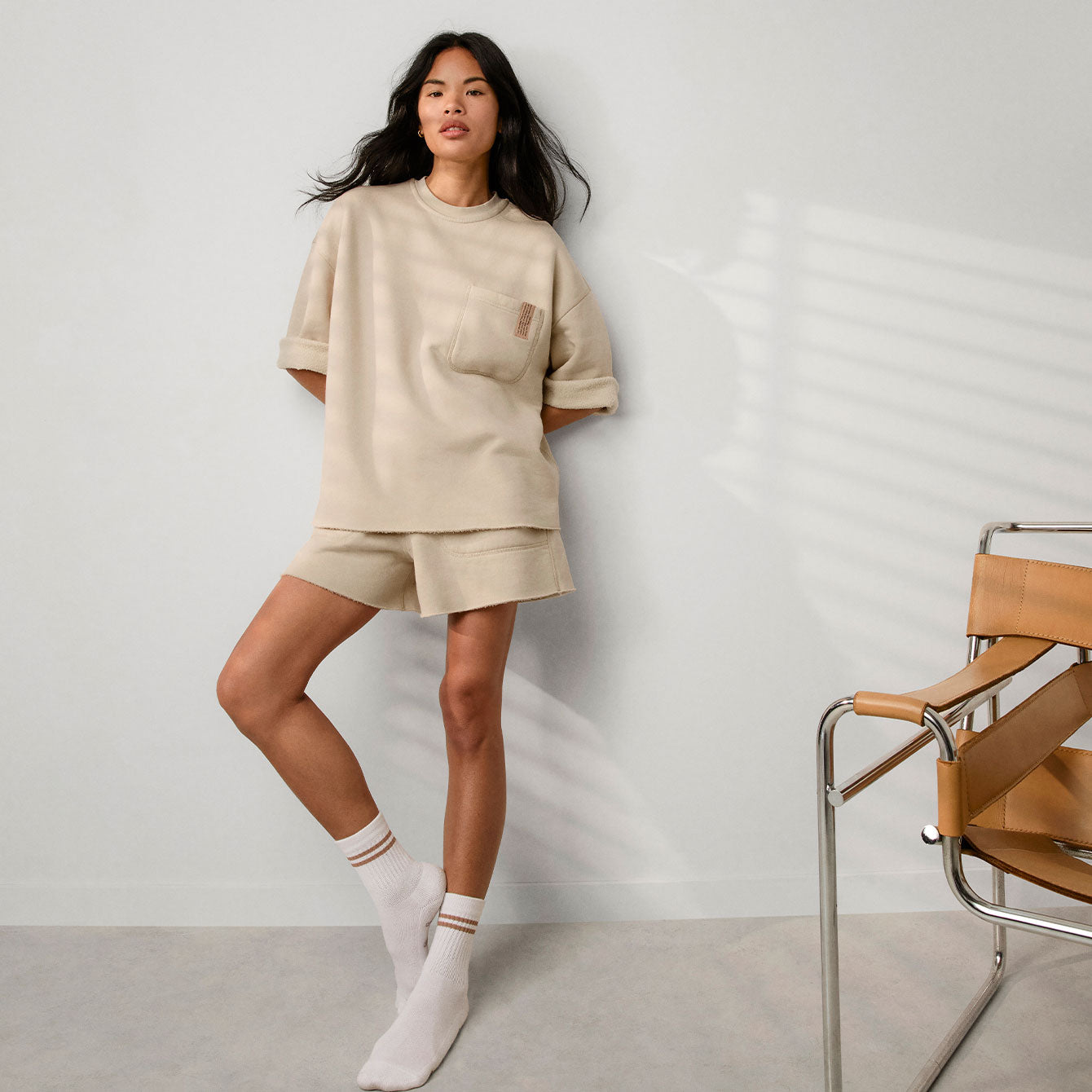Silksweats™ Midweight Reversible Cropped Sleeve Sweatshirt