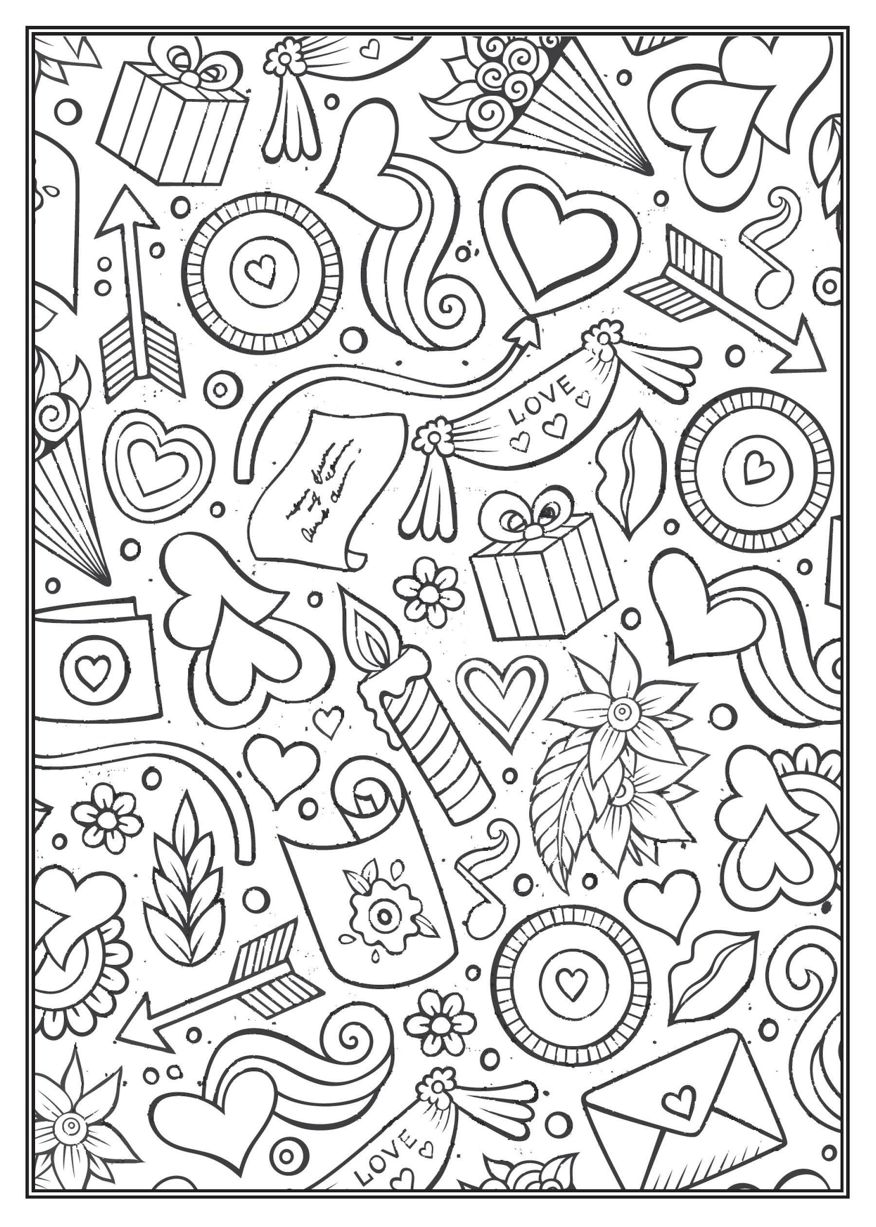 Valentine's Day Coloring Book - 32 Beautiful Designs with Hearts, Love, Chocolate, Candy, Cupid, Flowers, Gifts, Friendships & More!