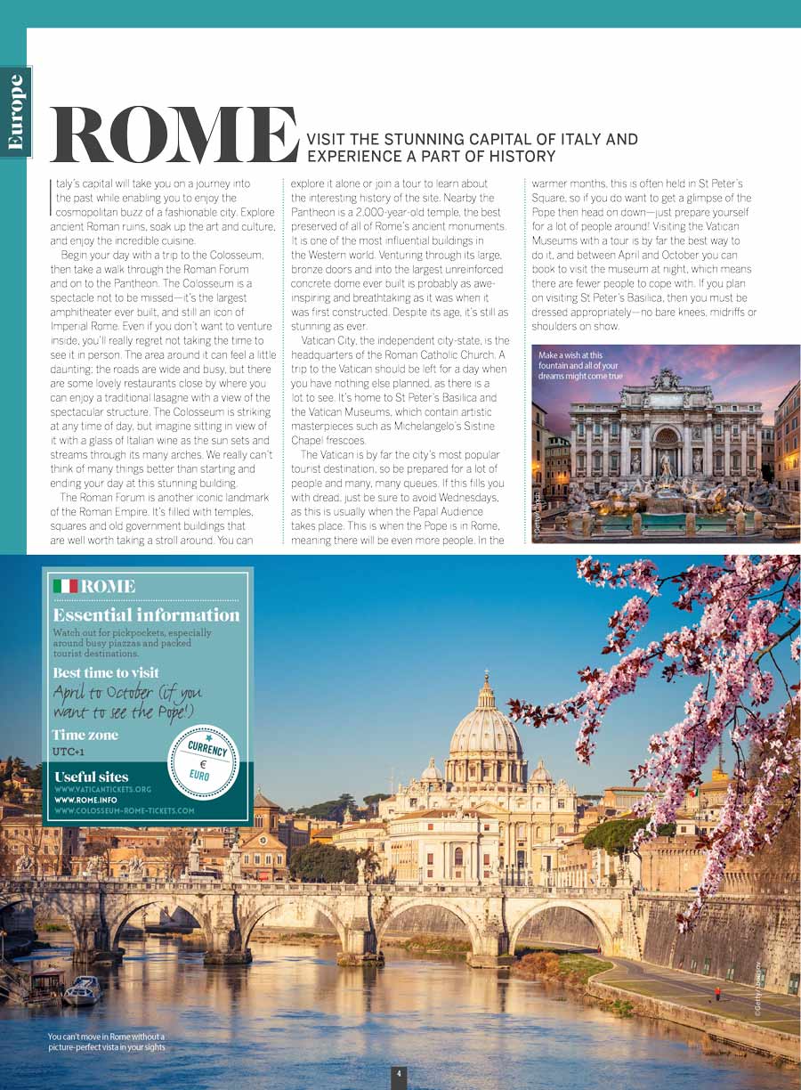 World's Greatest Cities - Rome, Tokyo, Paris, Venice, London, Berlin, Marrakesh, Sydney, Rio, Toronto, Essential Information, Time Zone, Currency, Season, Websites, Experiences, Sightseeing & More!