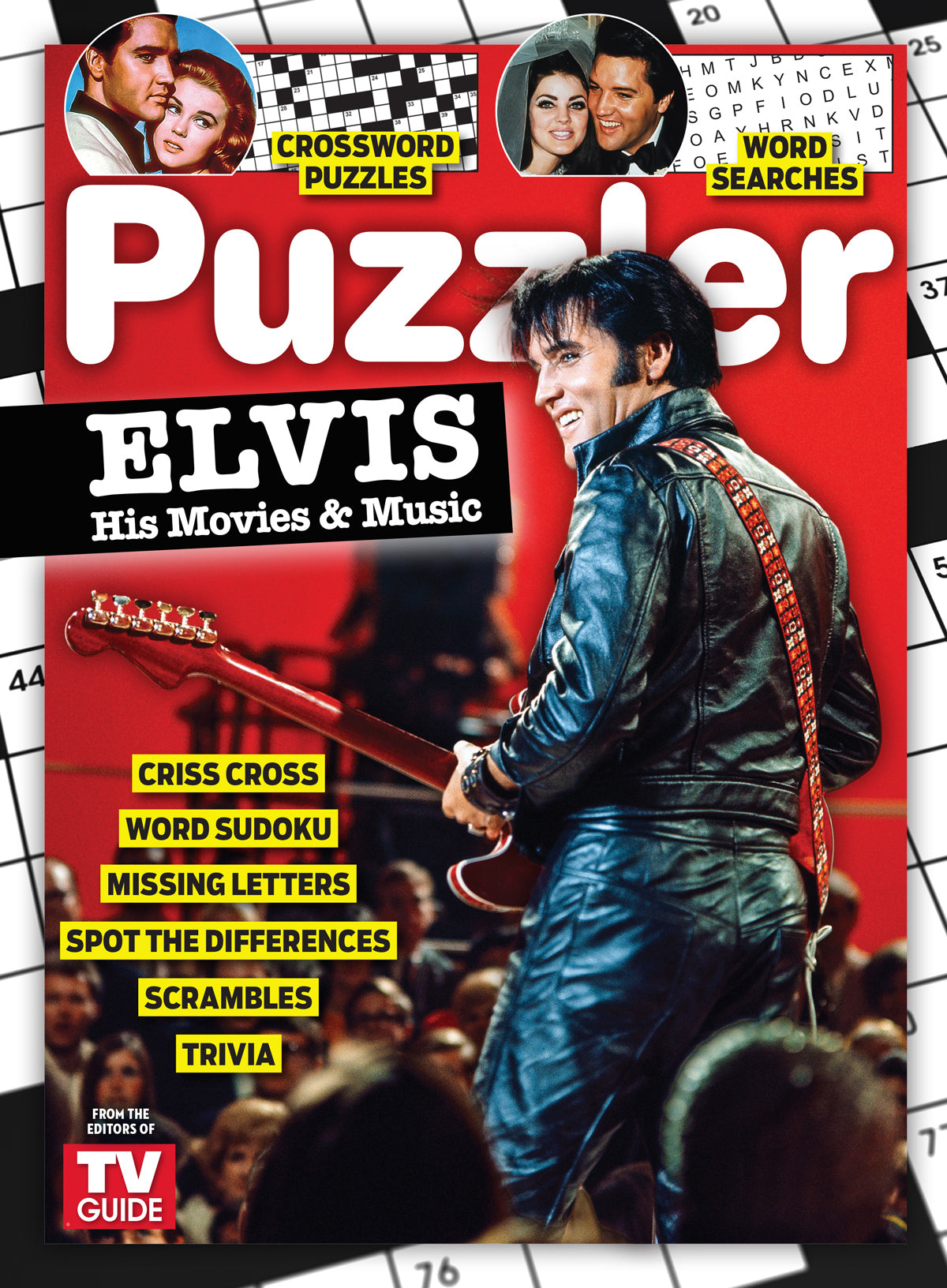 TV Guide - Elvis Puzzler: His Movies & Music, Criss Cross, Word Sudoku, Missing Letters, Spot The Differences, Scrambles, Trivia, Crossword, Word Searches, Mix & Match Song Titles, Logic & More!