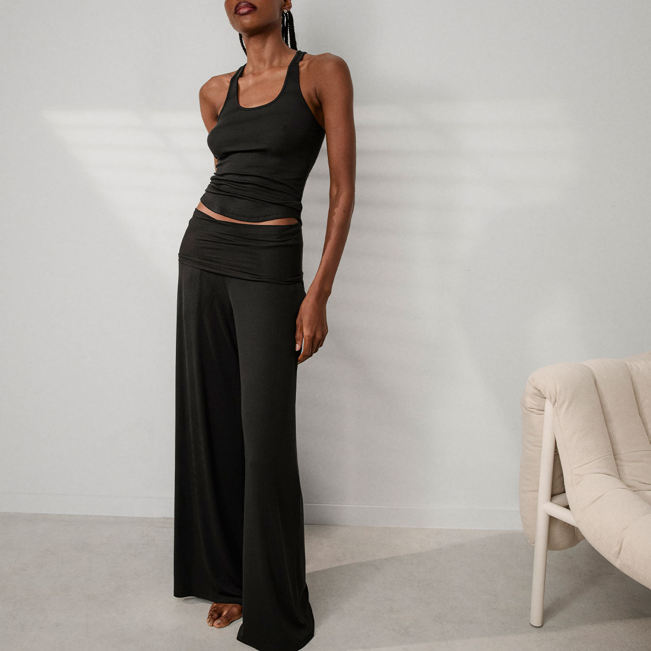 Soft Modal Rib Foldover Pant