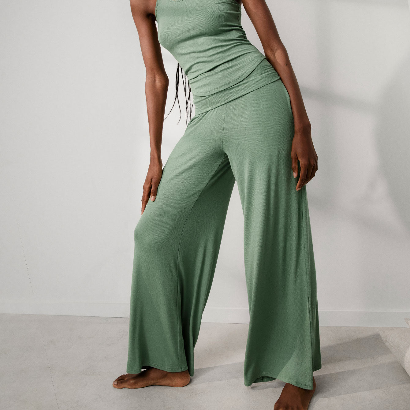 Soft Modal Rib Foldover Pant