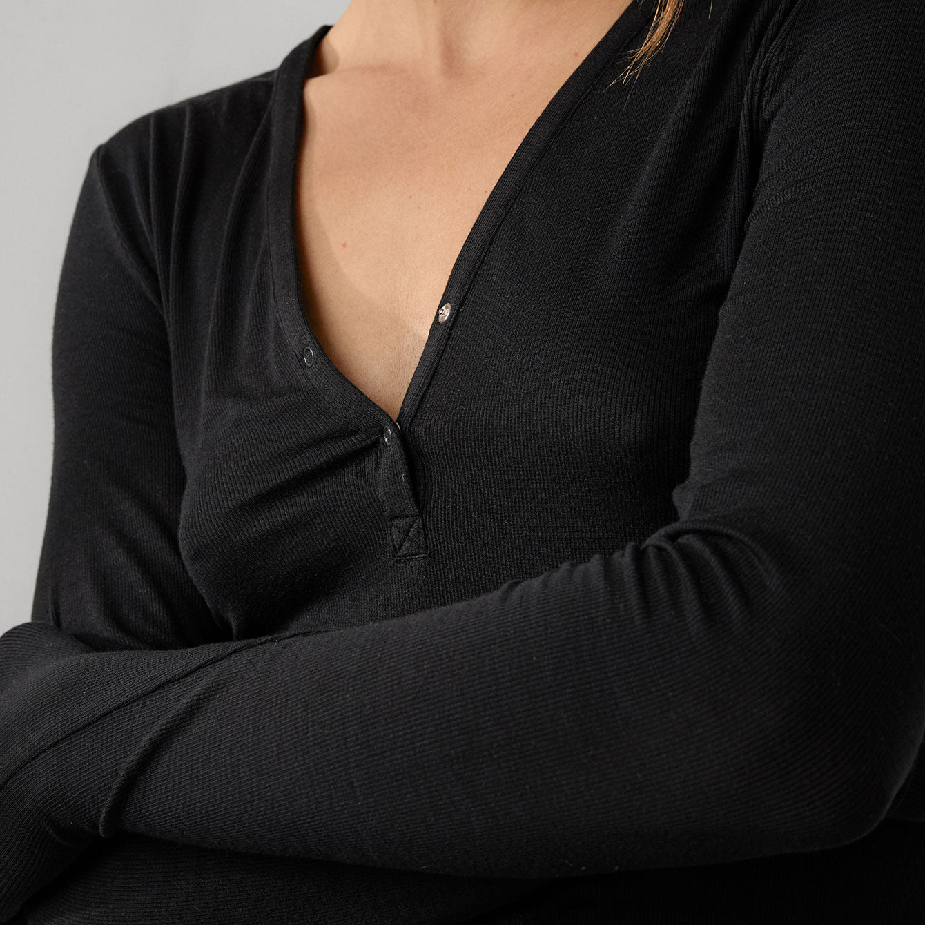 Soft Modal Rib V-Neck Henley