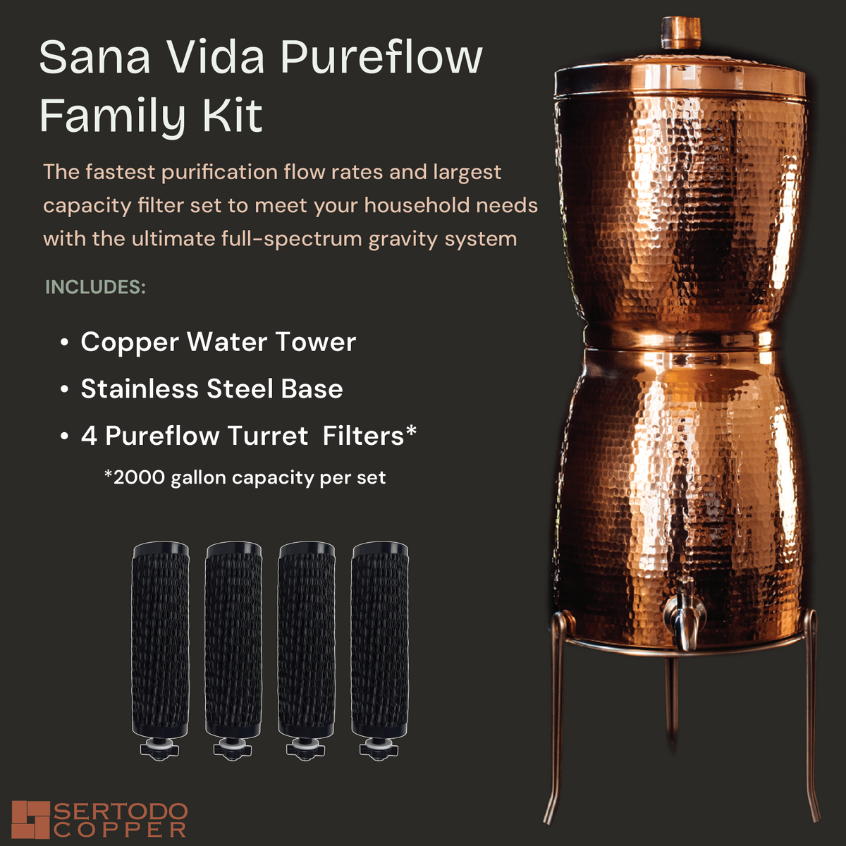 Sana Vida PureFlow Copper Water Filtration System