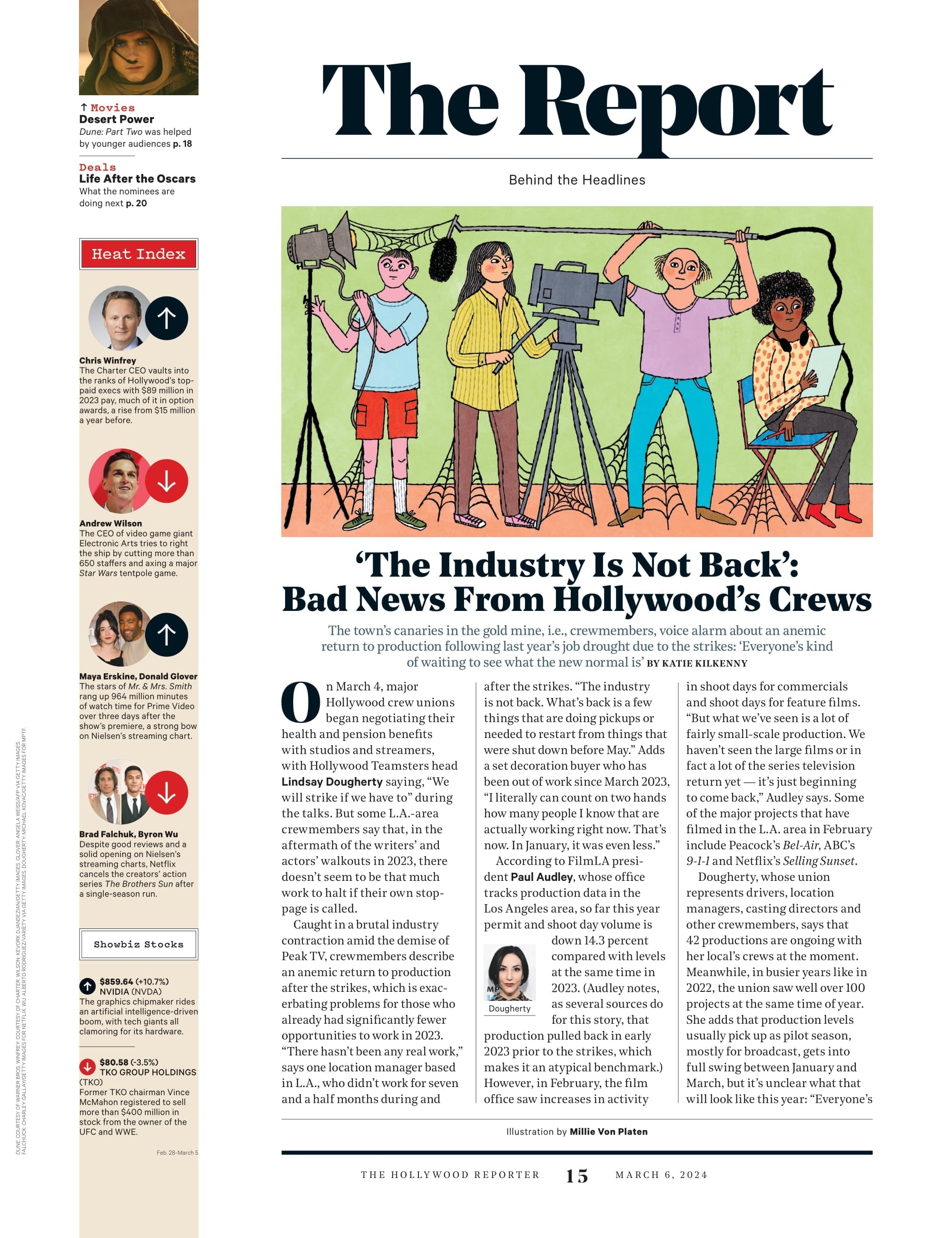 The Hollywood Reporter - 24.03.06 Edition: The Oscar Issue Supersized For 2024, Second Coming Of Megan Ellison, Why Jimmy Kimmel Misses Donald Trump, Kenny Scharf + 10 Artists Redesign Gold Man & More
