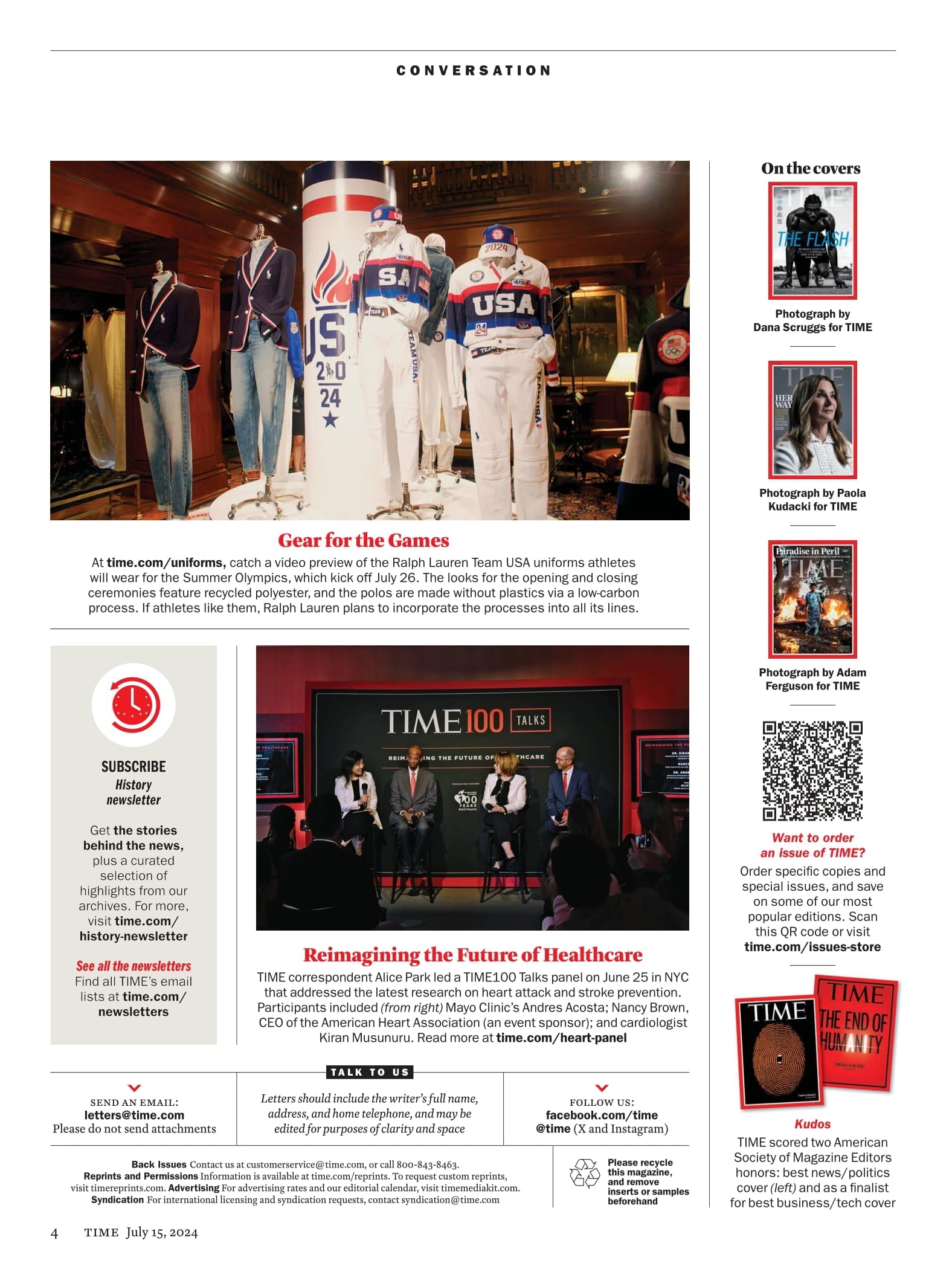 TIME Magazine - 07.15.24 Edition: Your 2024 Olympic Guide, The World's Fastest Man Noah Lyles, Paris Meets Politics, Simone Biles Is Back, Katie Ledecky, Team USA Uniforms, How Athletes Thrive & More!